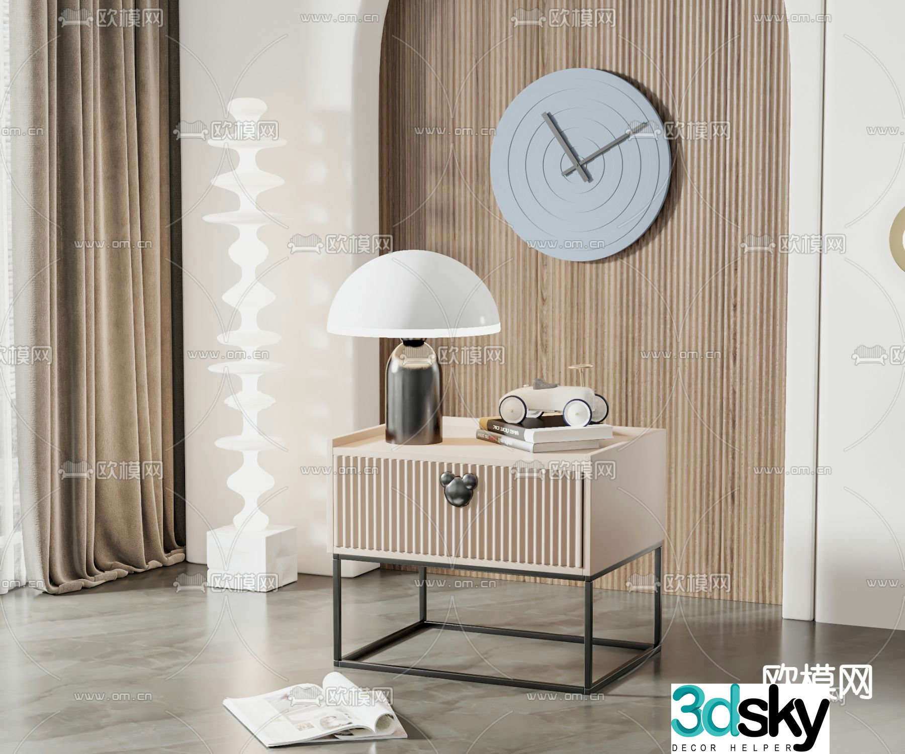 Modern children’s room bedside table 3d model