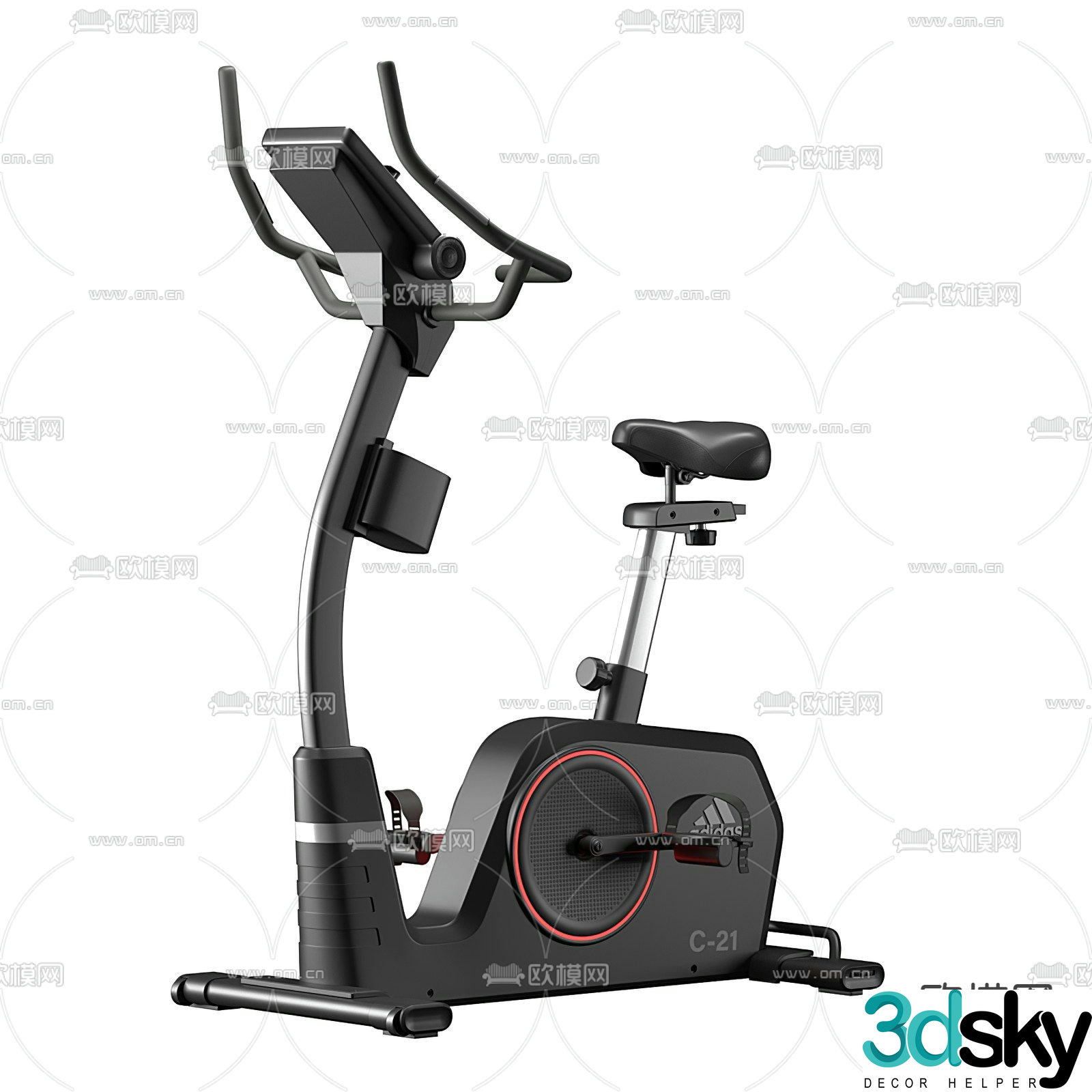 Modern spinning bike fitness equipment 3d model