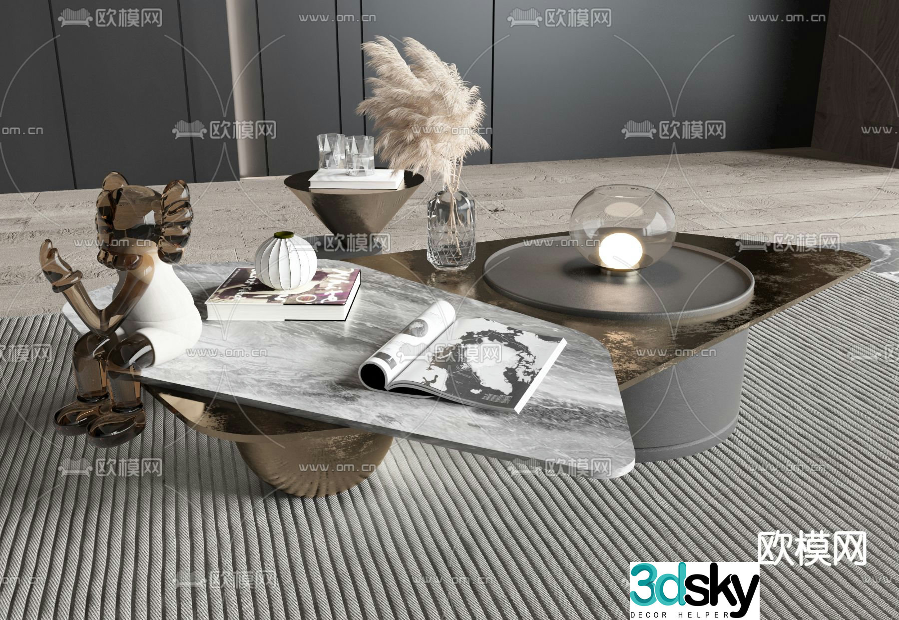 Poliform modern metal coffee table 3d model