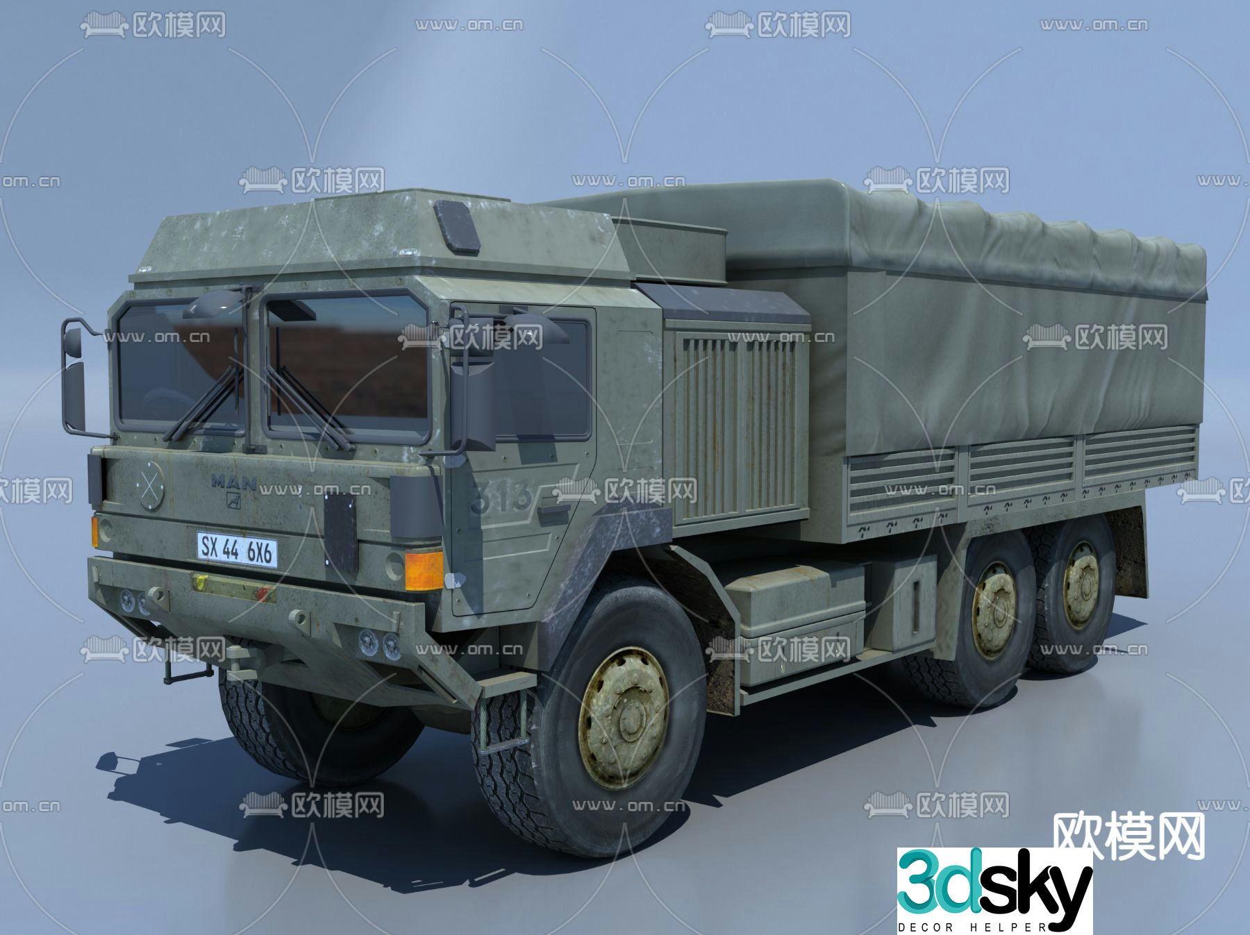 Modern green leather military vehicle 3d model