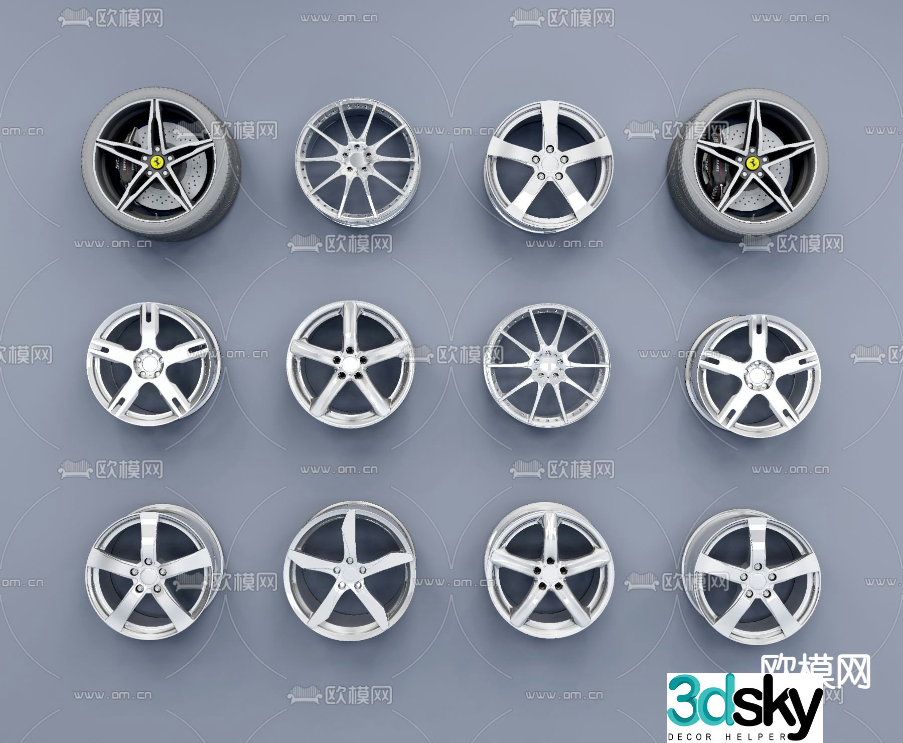 modern car wheel 3d model
