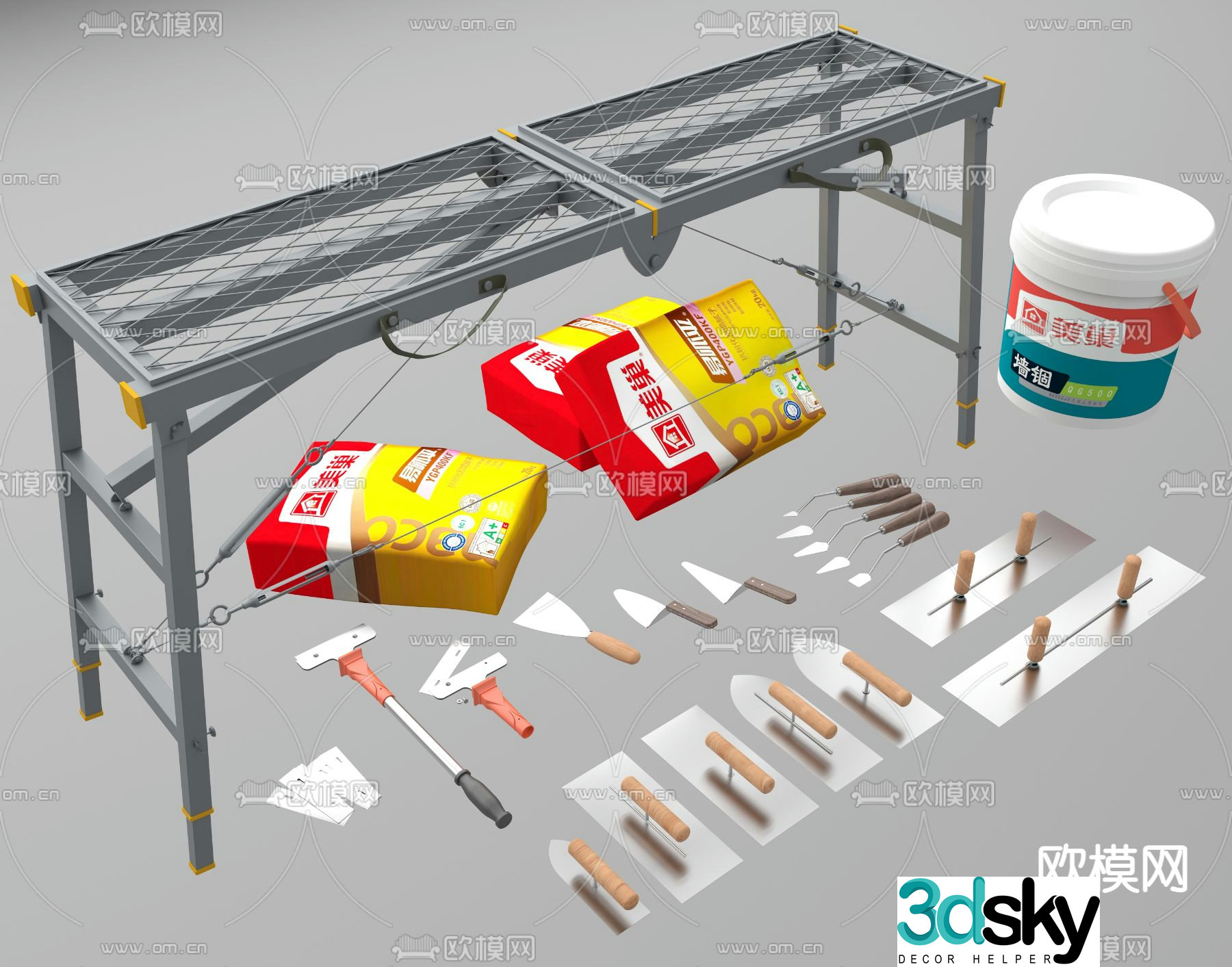 Industrial horse stool putty knife putty wall solid shovel knife trowel pizza shovel 3d model