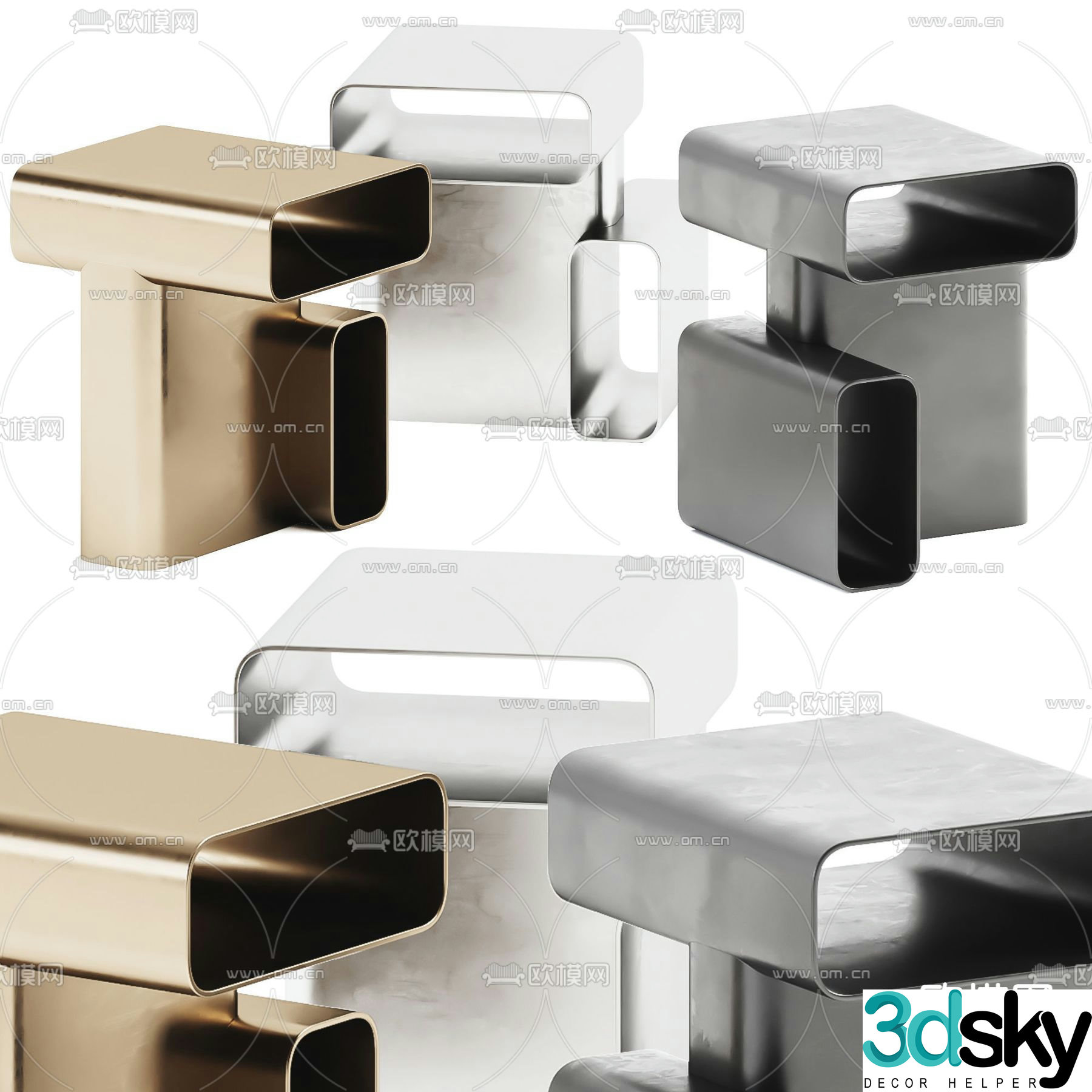 Cassina modern metal side table corner table 3d model