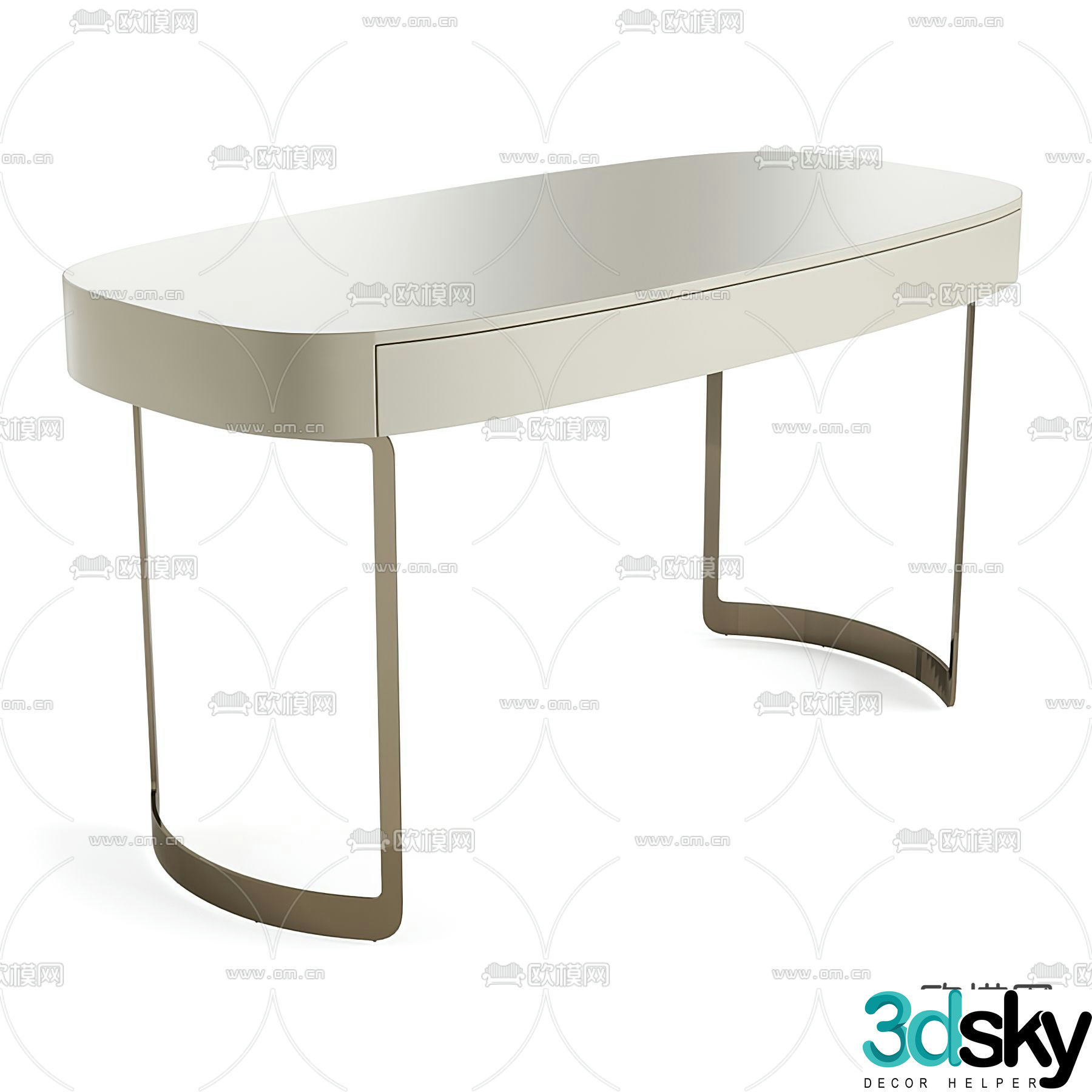 Fendi modern white desk 3d model