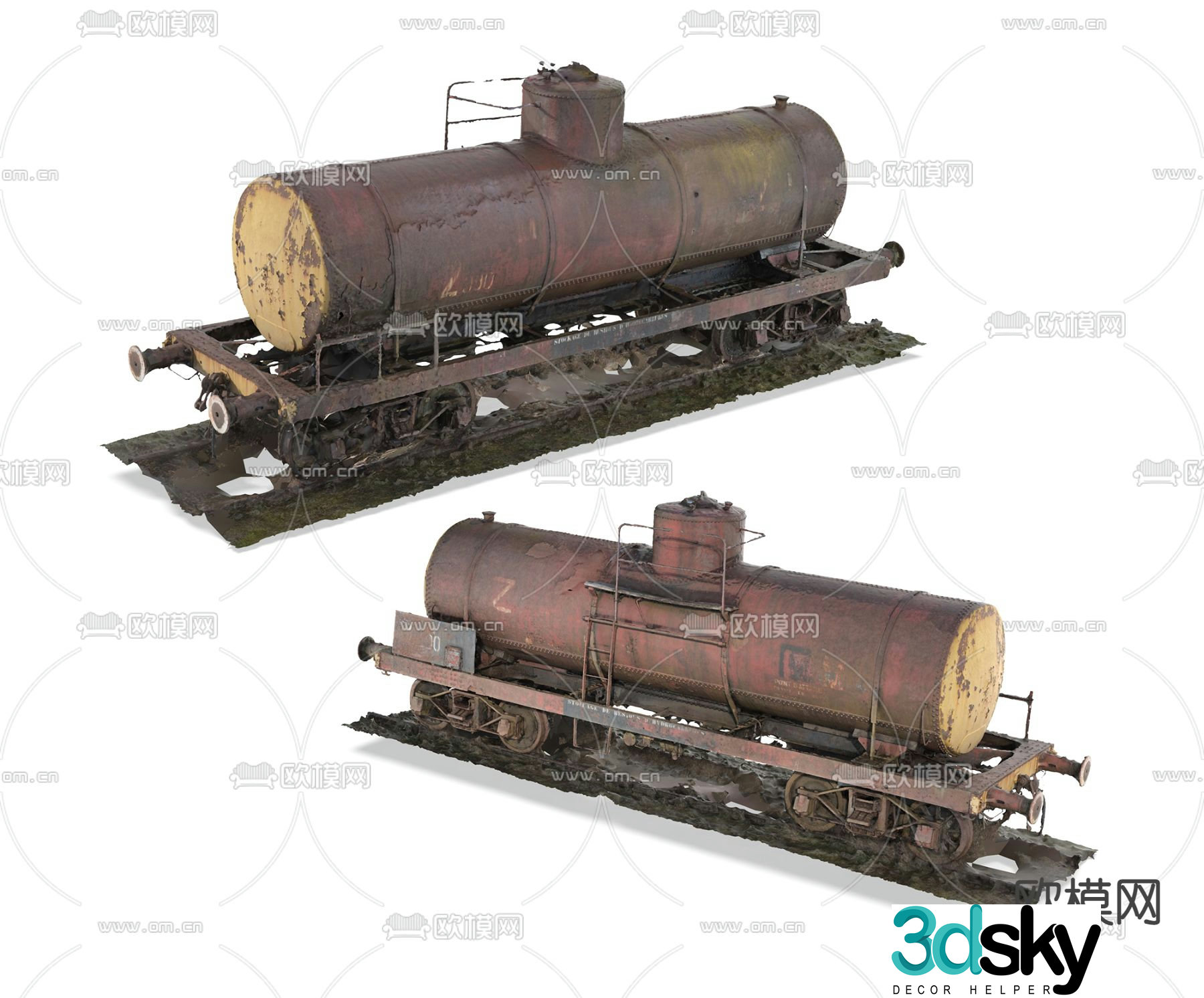 Industrial style abandoned oil tanker 3d model