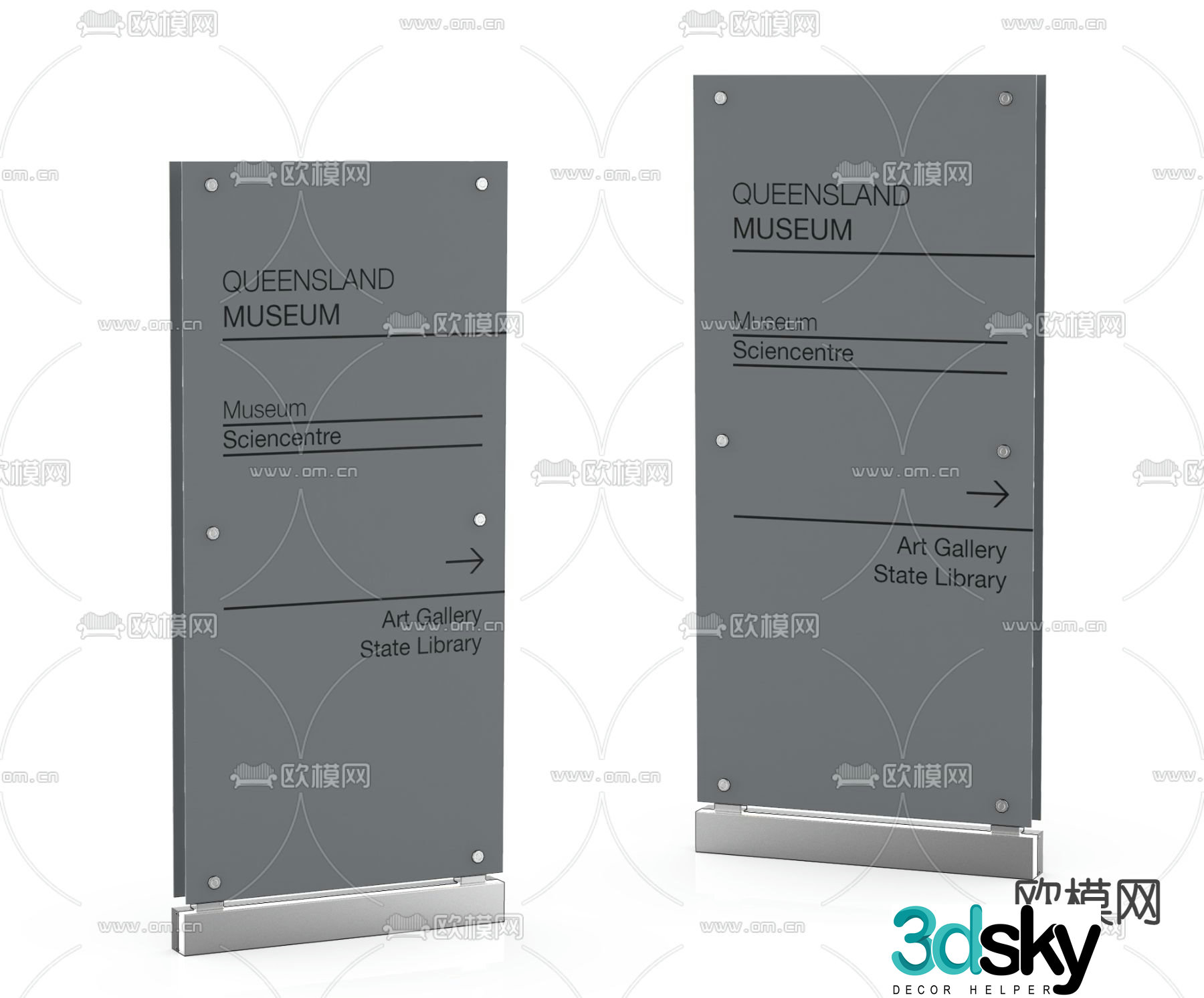 3D model of modern roadside advertising stop sign