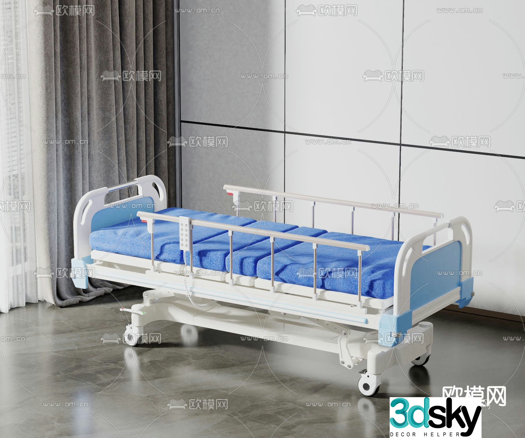 Modern hospital bed 3d model