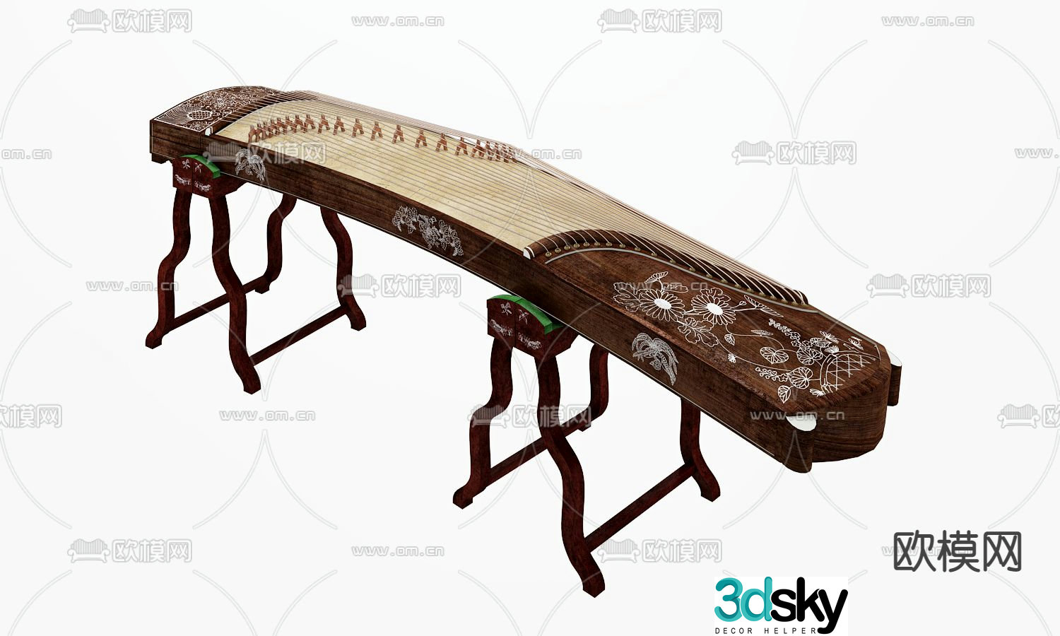 New Chinese guzheng 3d model