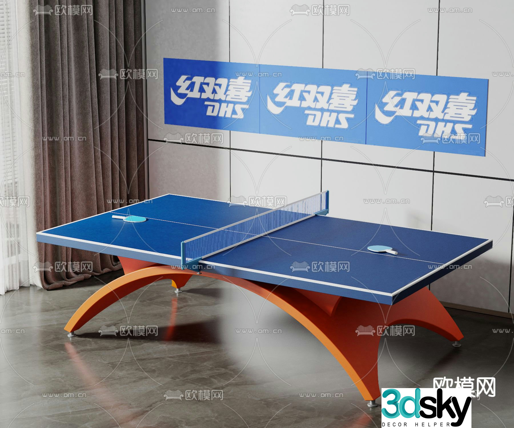 Modern table tennis table 3d model