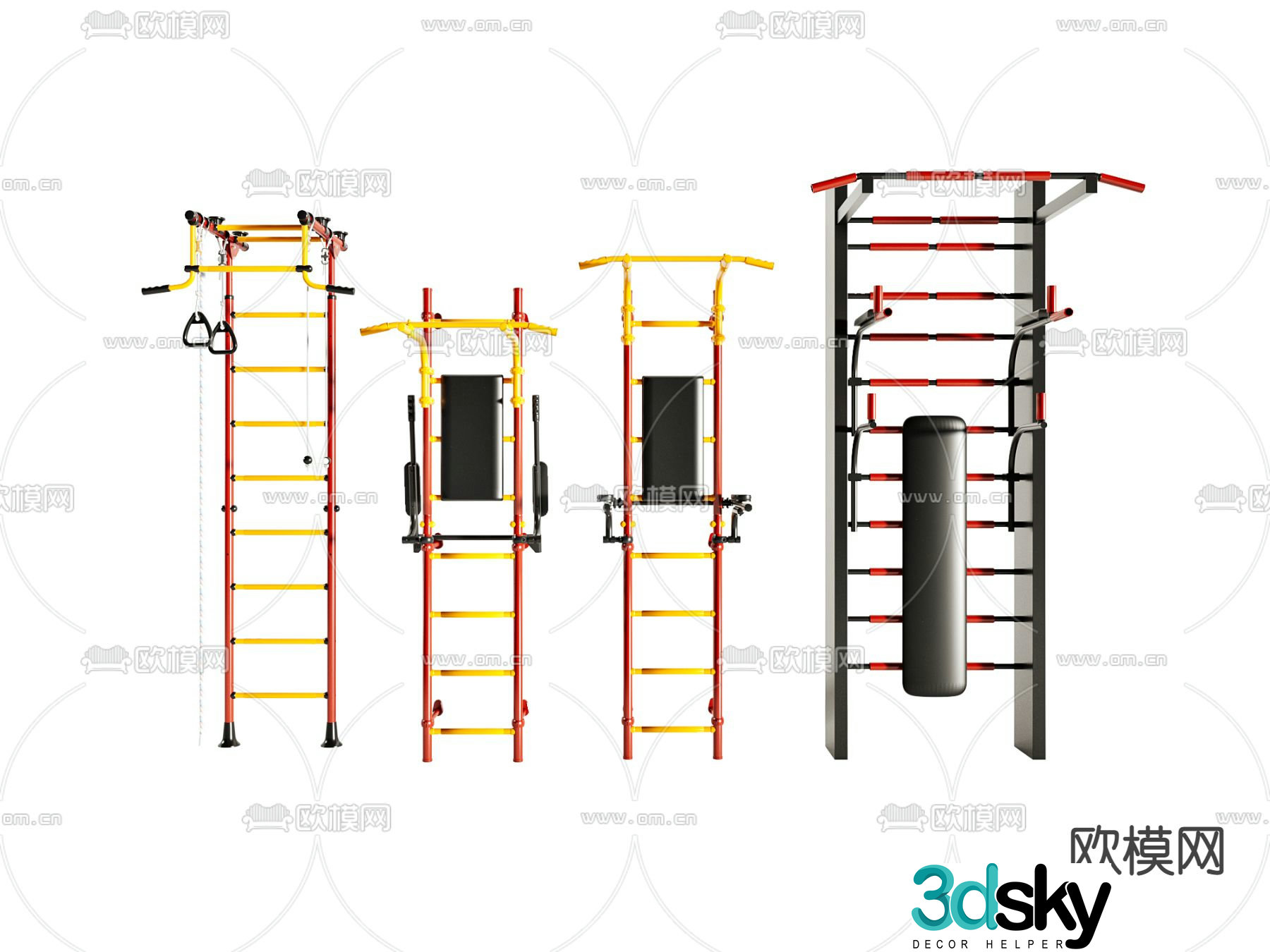Modern outdoor fitness equipment 3d model