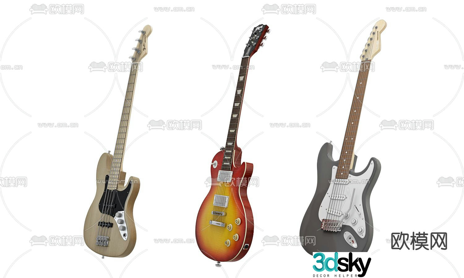 modern guitar 3d model