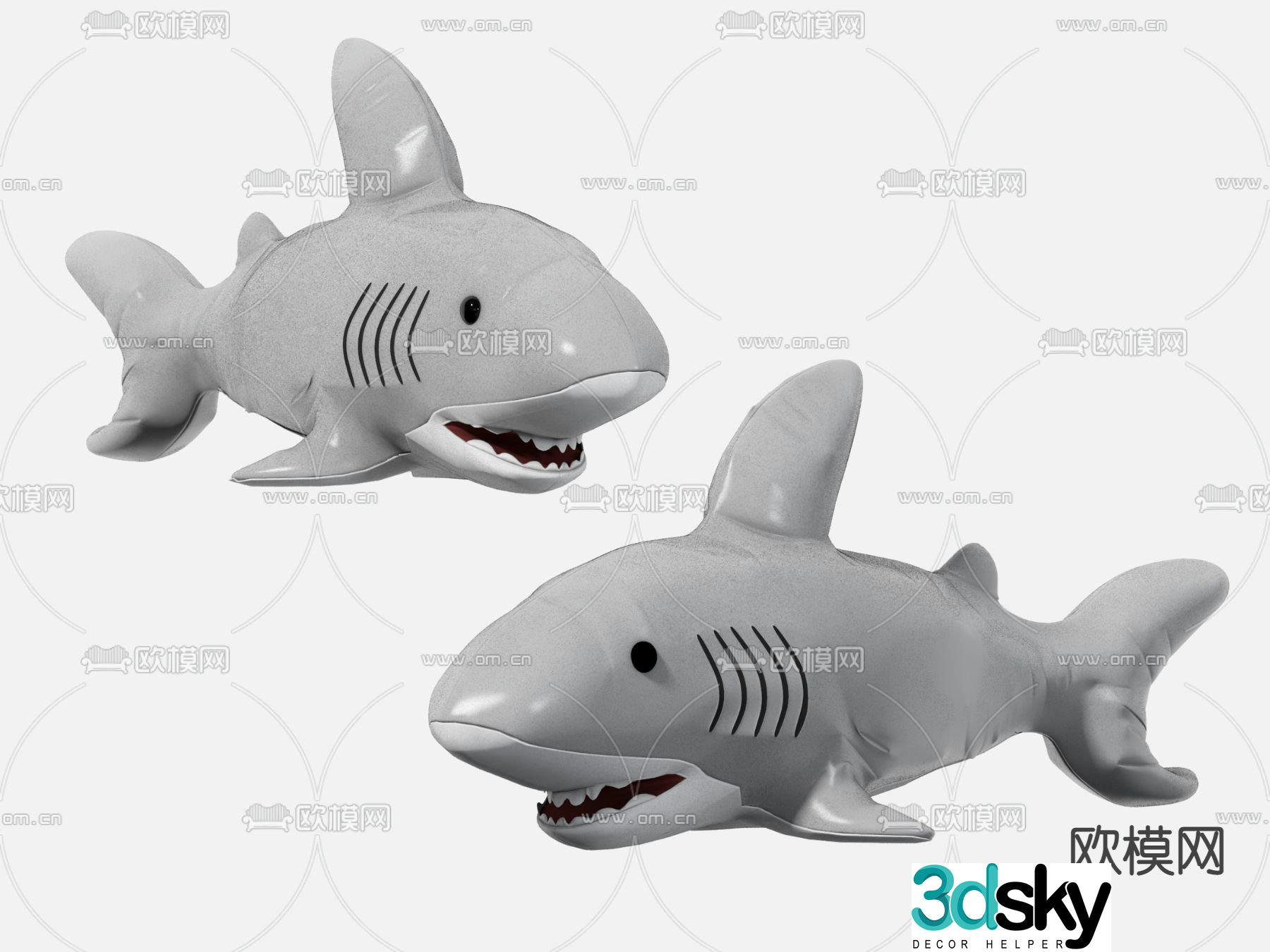 Modern shark toy figurine 3d model