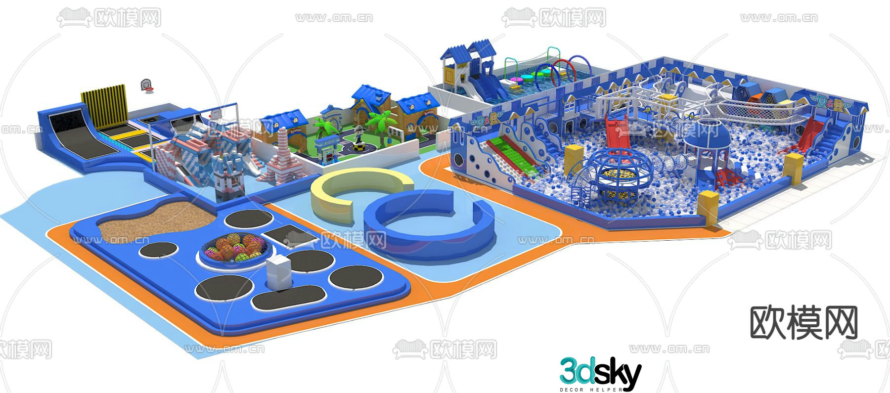 Modern naughty castle children's playground rides 3d model