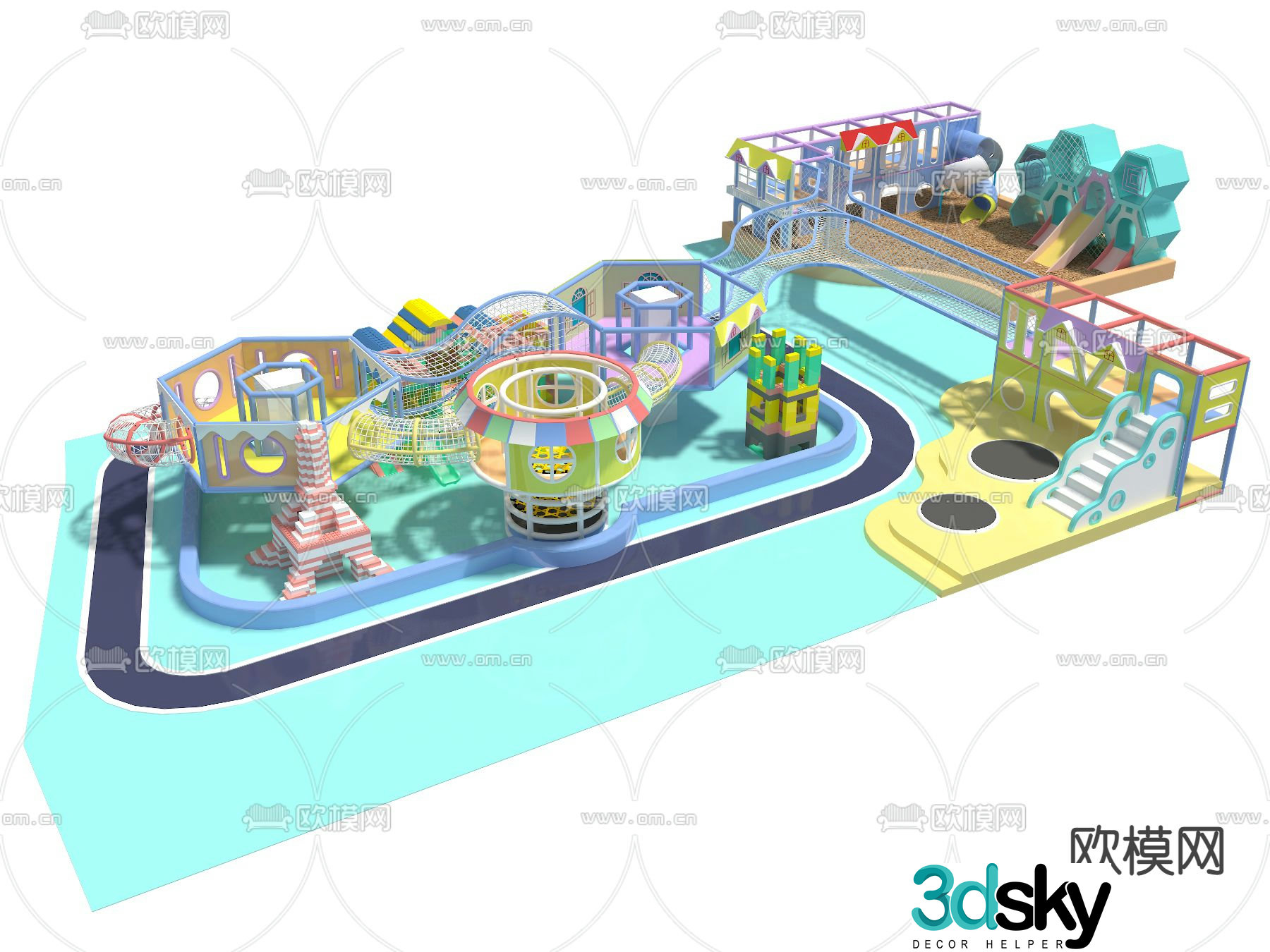Modern naughty castle children's playground rides 3d model