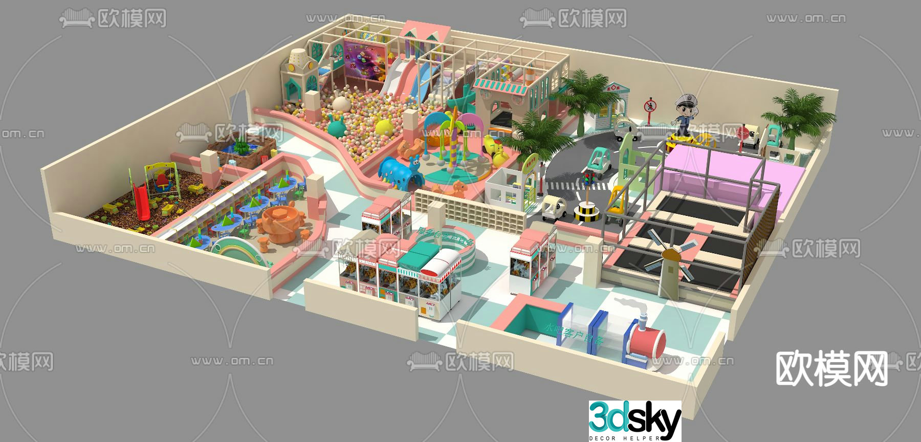 Modern naughty castle children's playground rides 3d model