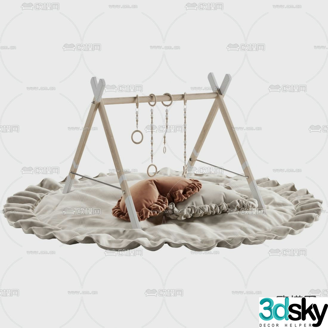 Modern children’s off-white fabric gymnastics mat 3d model