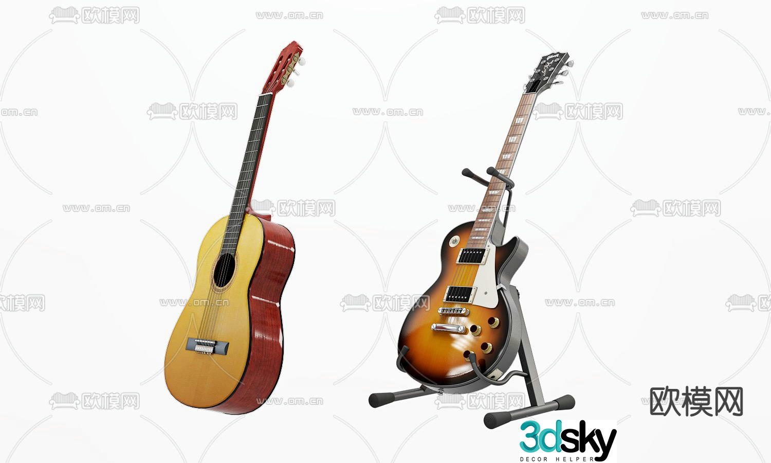 modern guitar 3d model