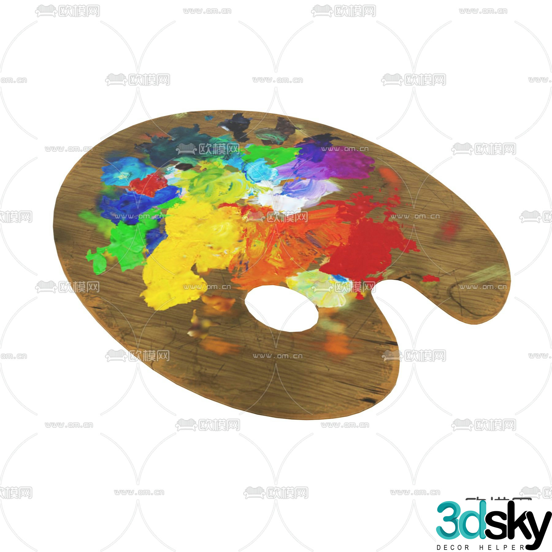 Modern painting palette drawing board 3d model
