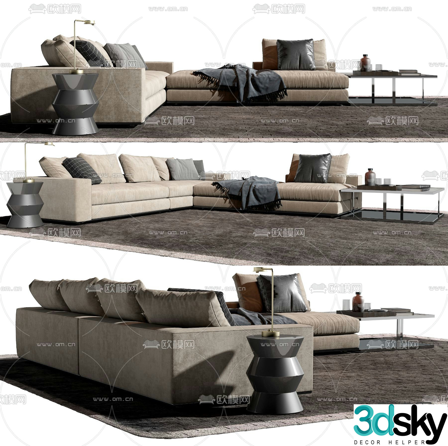 Minotti modern corner sofa 3d model