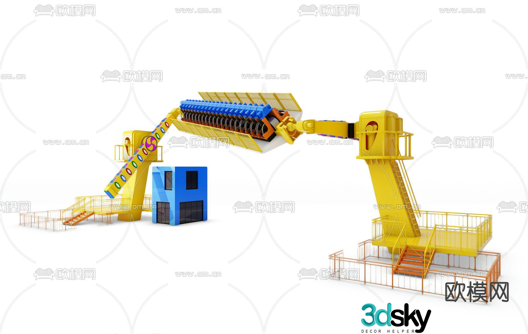 Modern playground swing arm machine rides 3d model