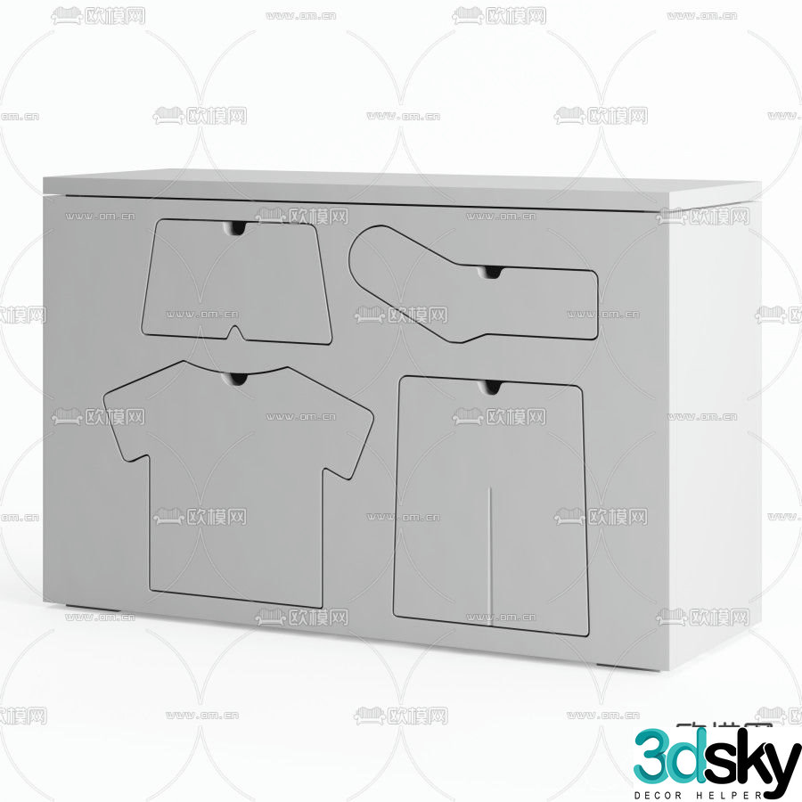 Nordic white children’s cabinet 3d model