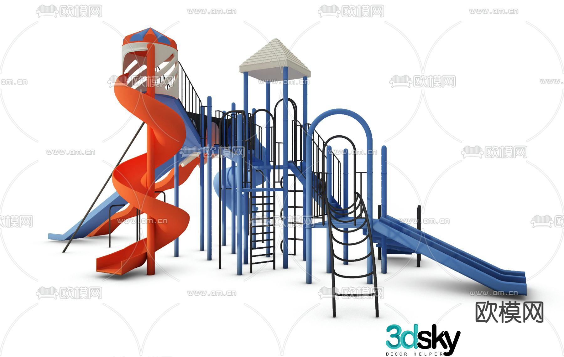 Modern children's slide amusement equipment 3d model