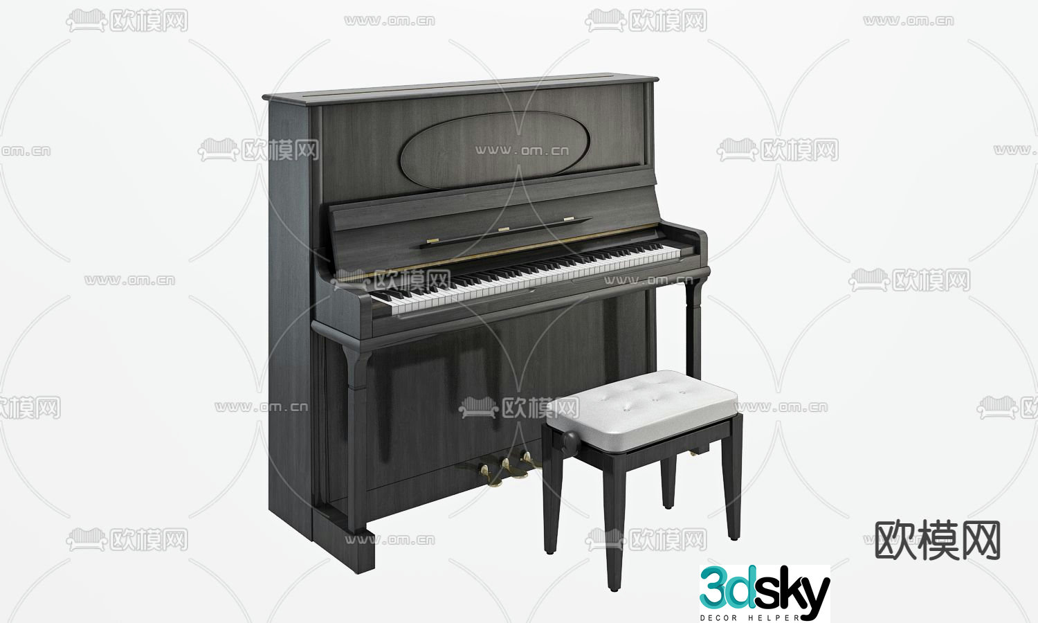 Modern solid wood piano 3d model