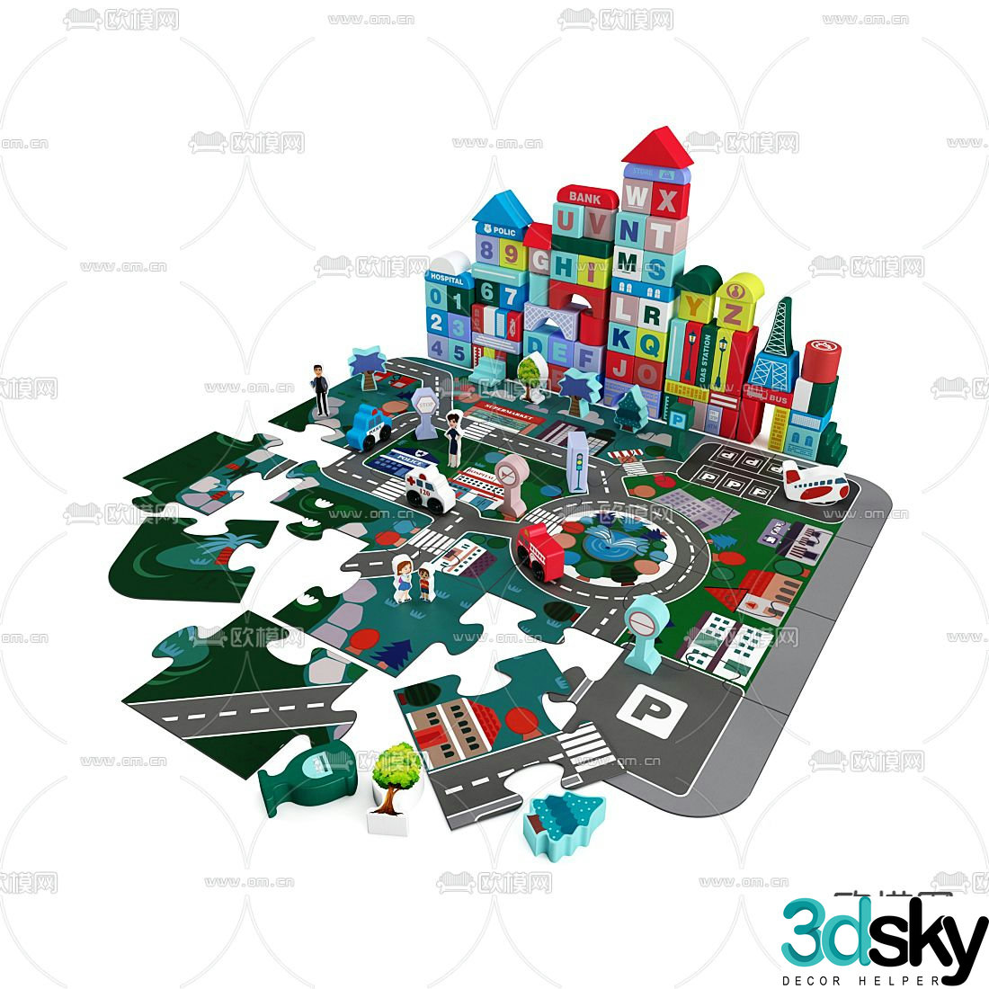 Modern children’s building block toys 3d model