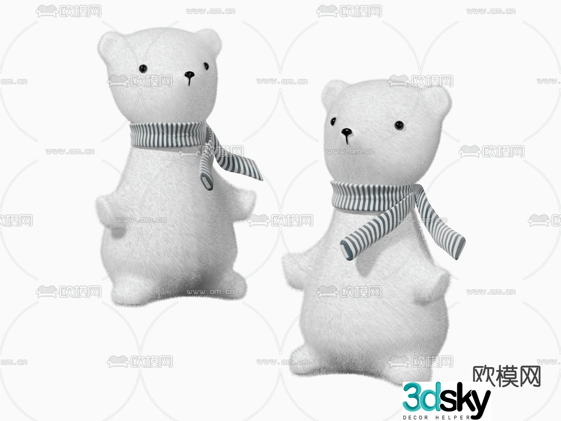 Modern bear plush toy doll 3d model