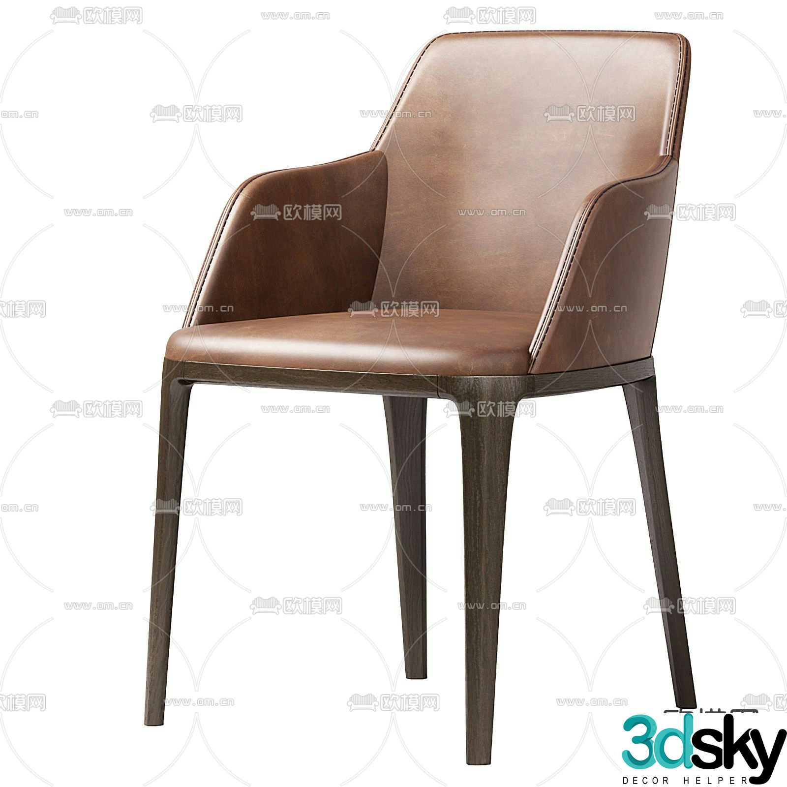 poliform modern leather velvet single chair dining chair 3d model