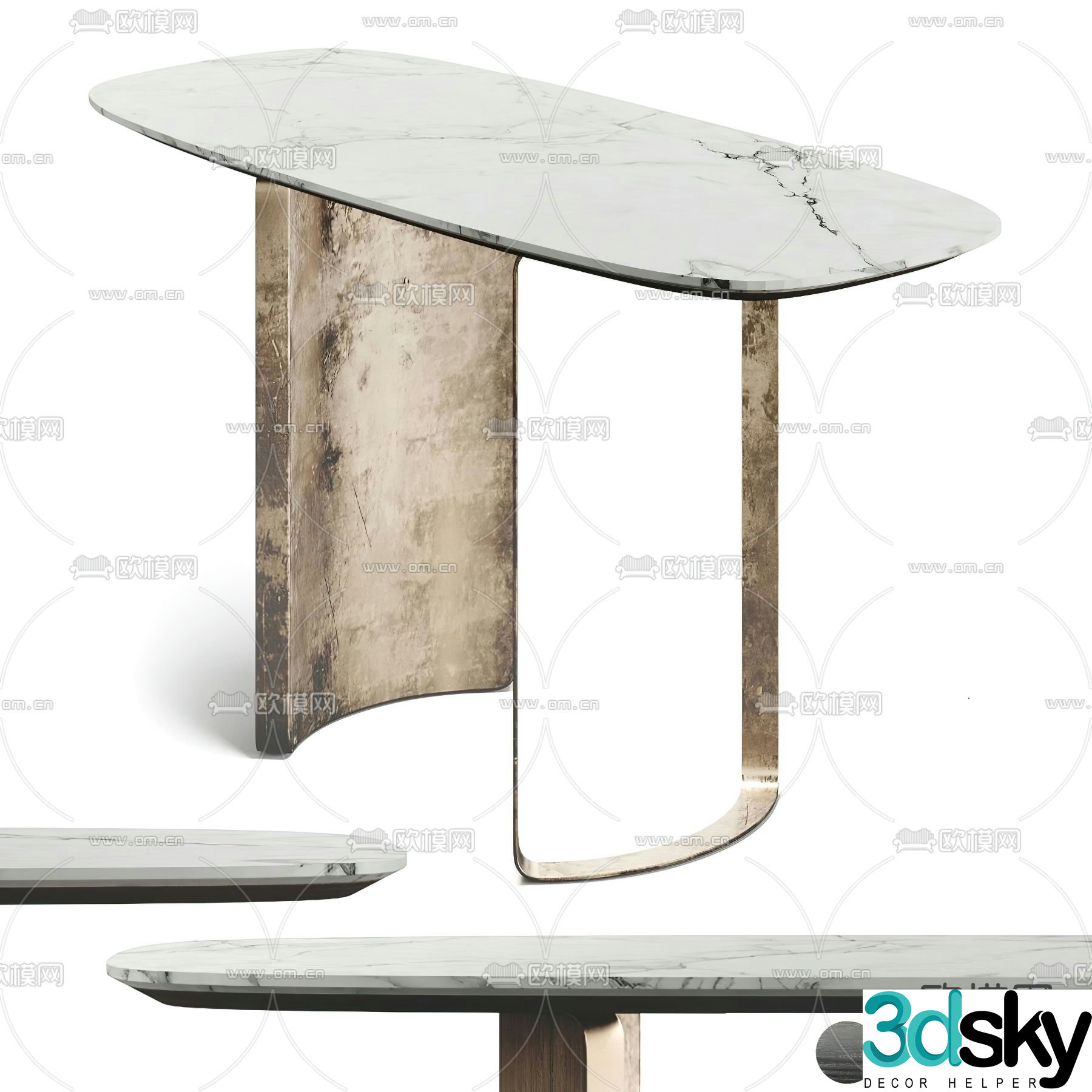 Fendi modern marble end view 3d model