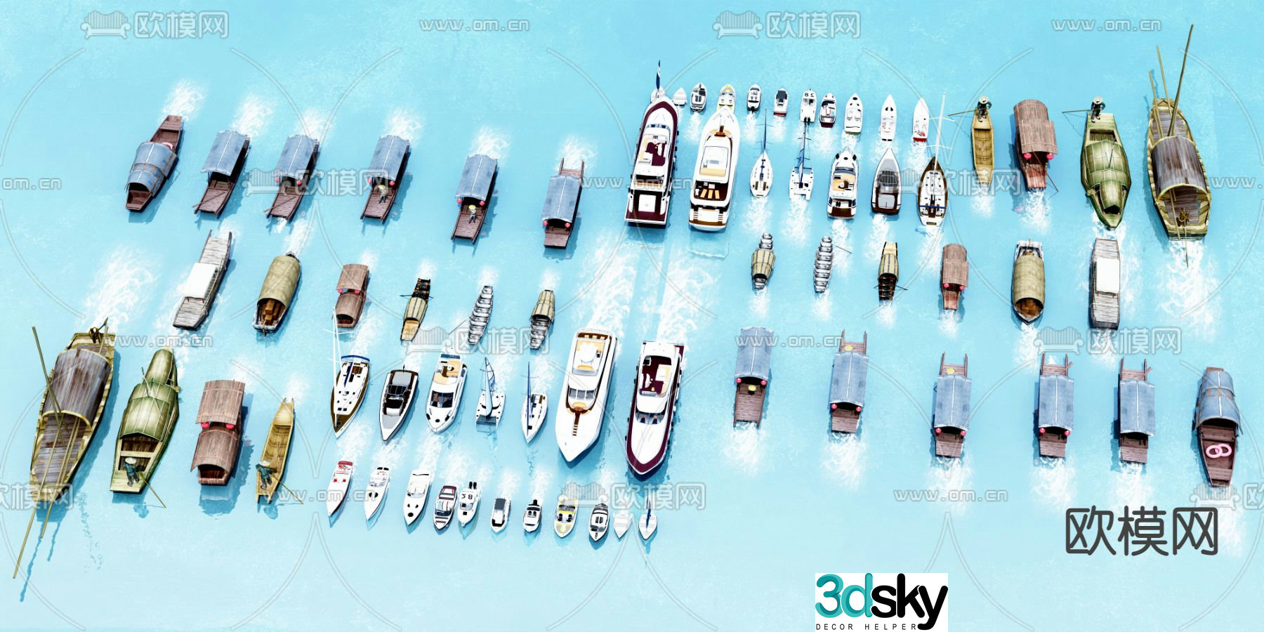 Modern fishing boat cruise combination 3d model