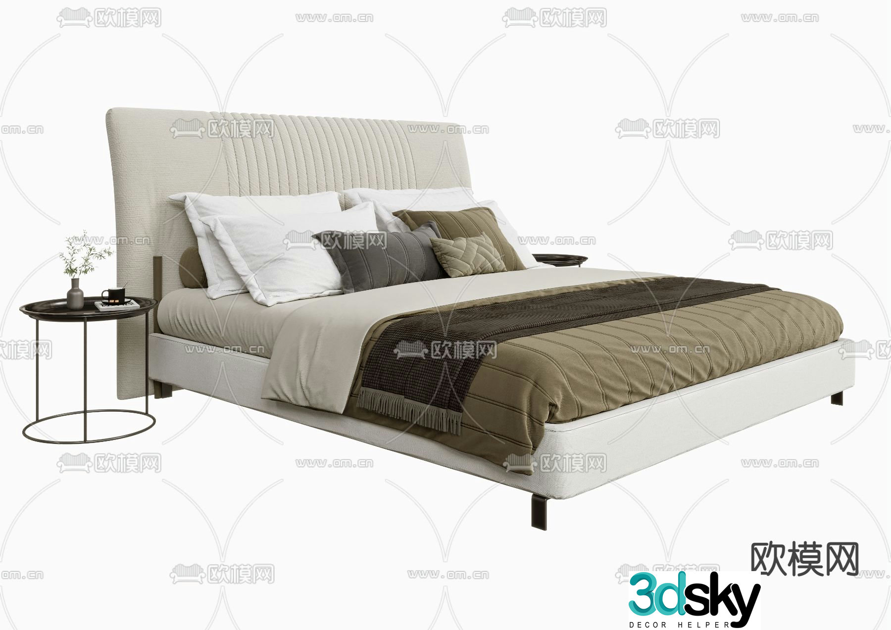 Poliform modern off-white double bed 3d model