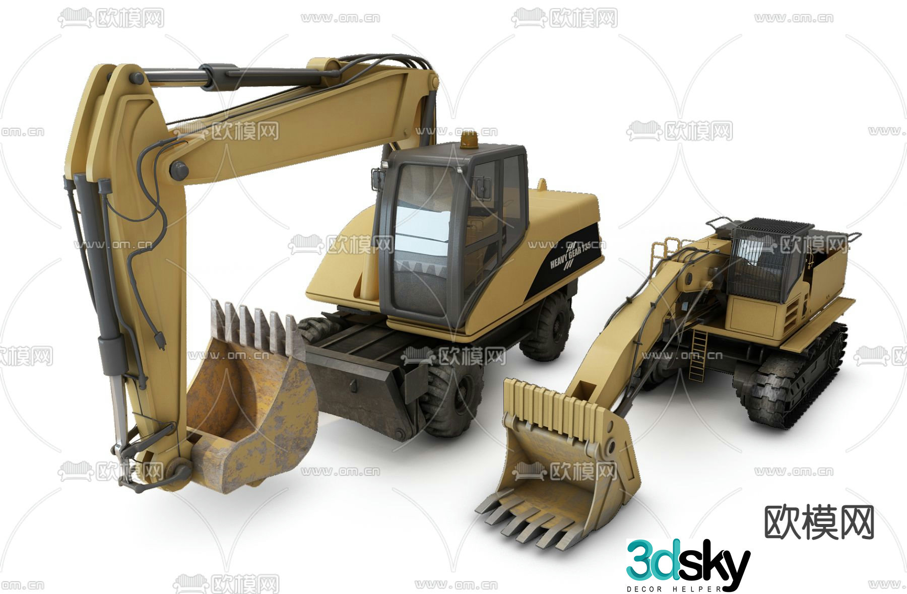 Modern excavator 3d model