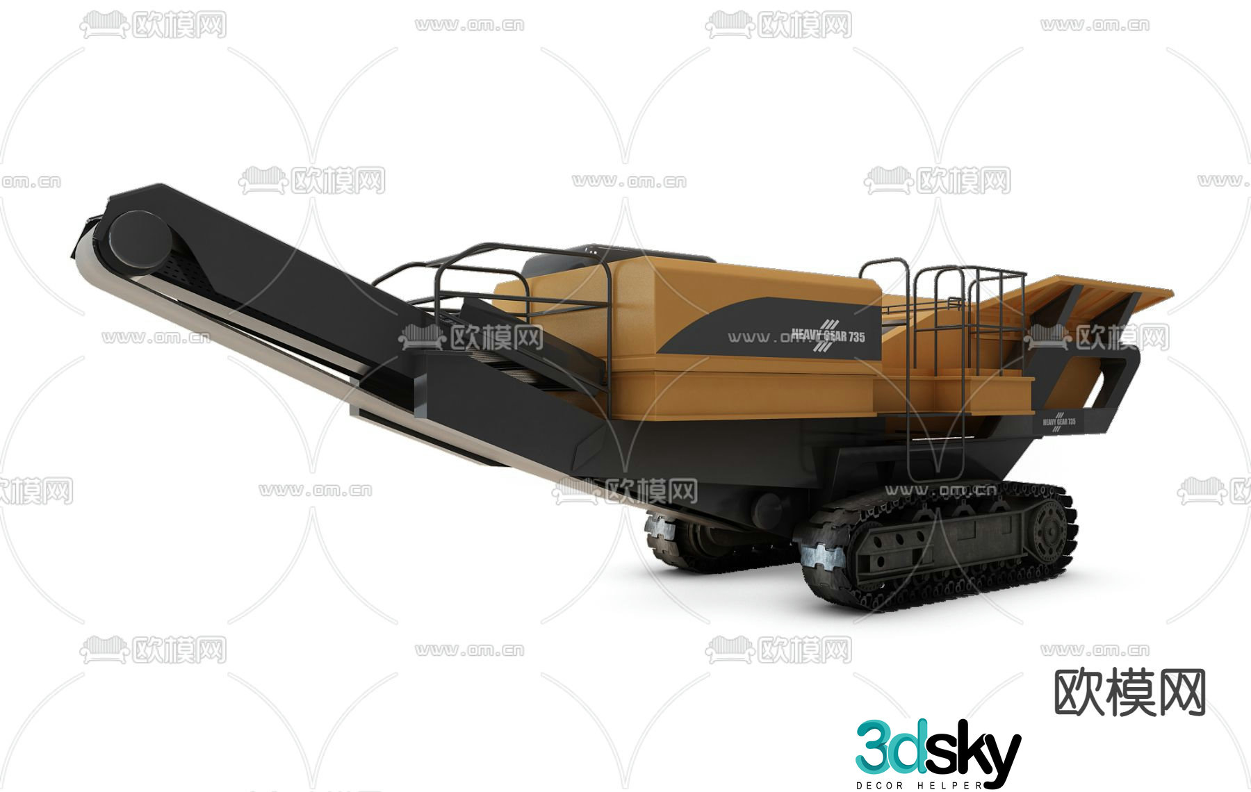 Modern industrial agricultural track harvester 3d model