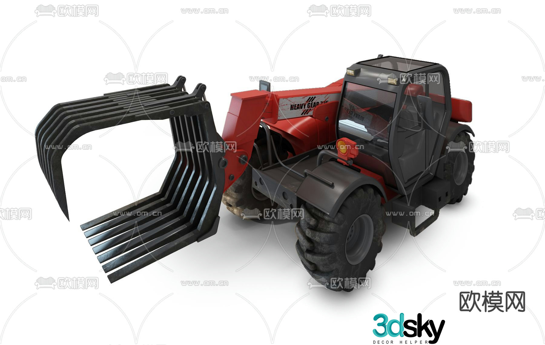 Modern industrial agricultural forklift 3d model