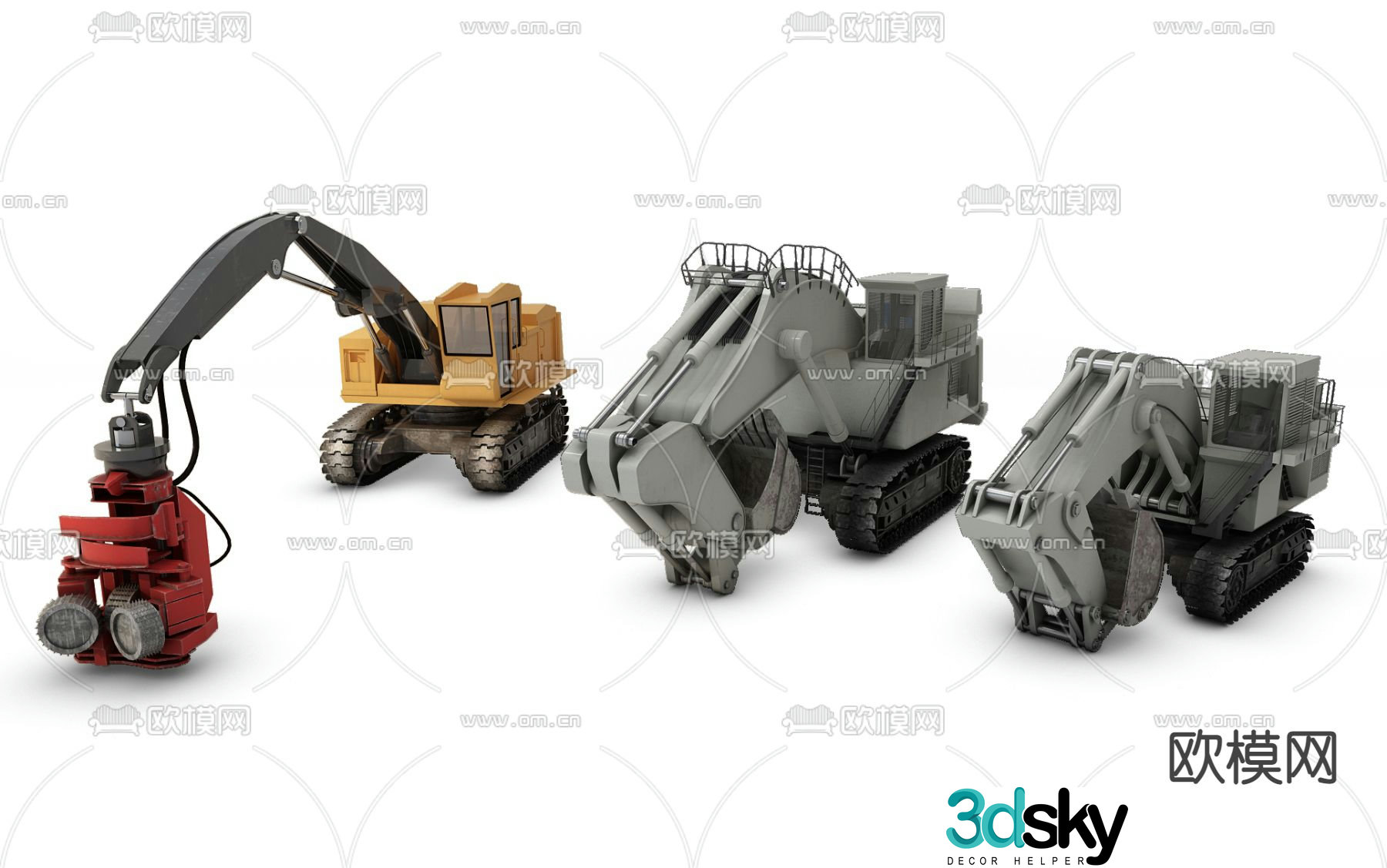 Modern industrial agricultural excavator 3d model
