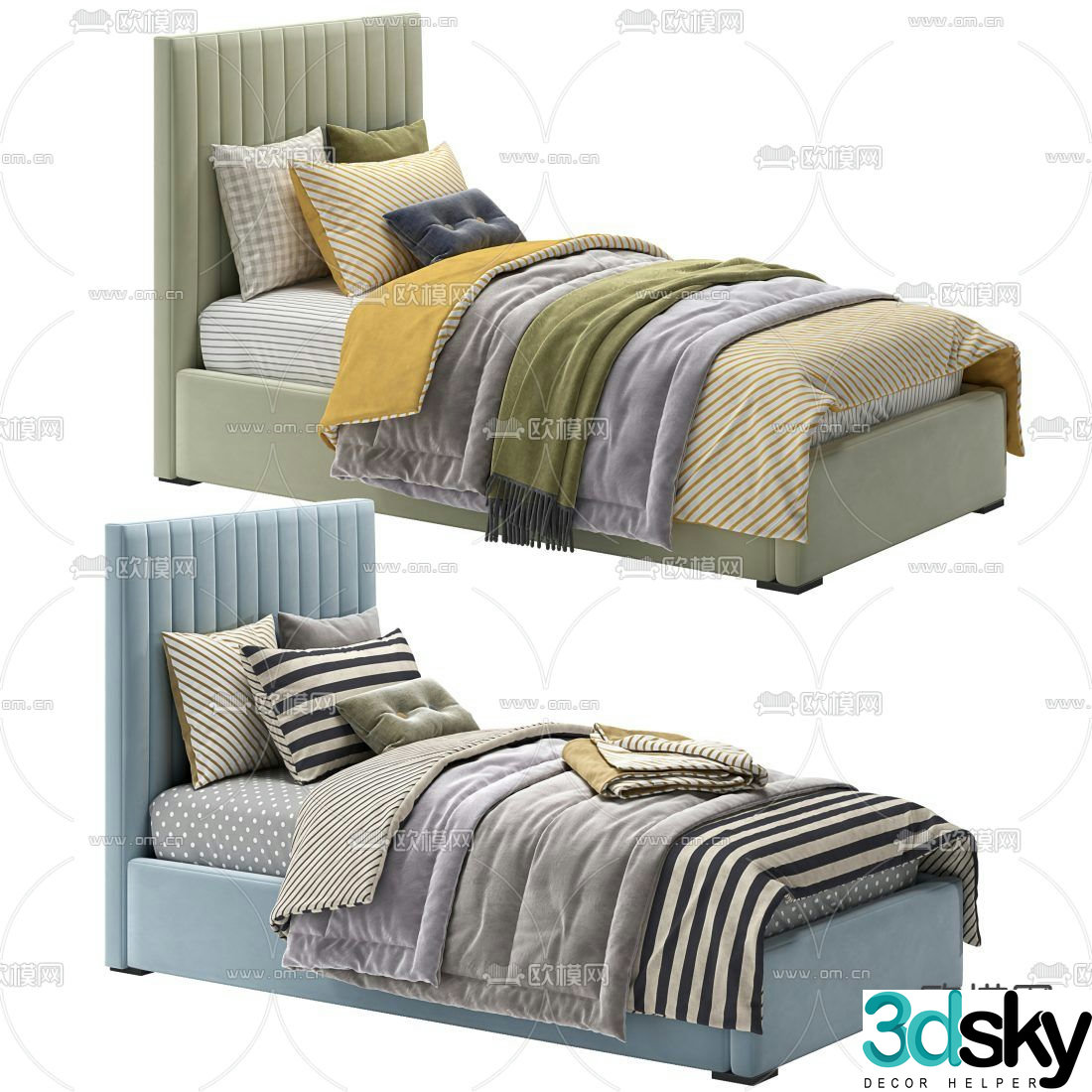 Modern fabric children’s bed 3d model