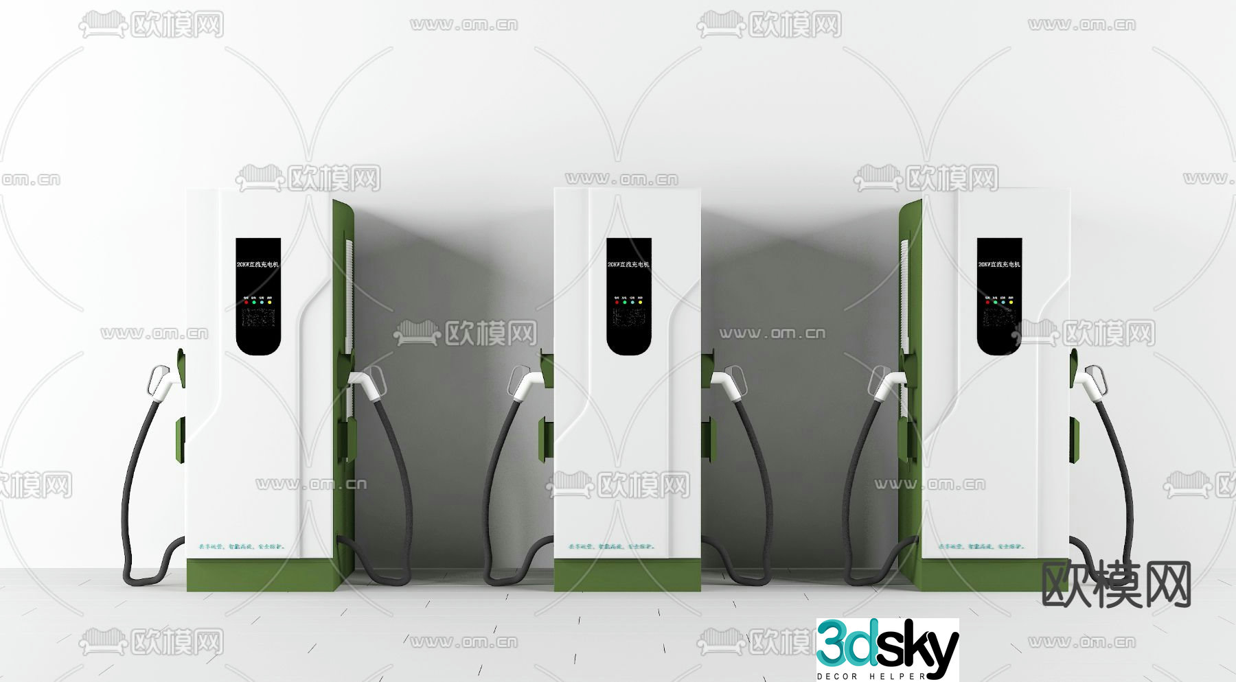 Modern new energy electric vehicle charging pile 3D model