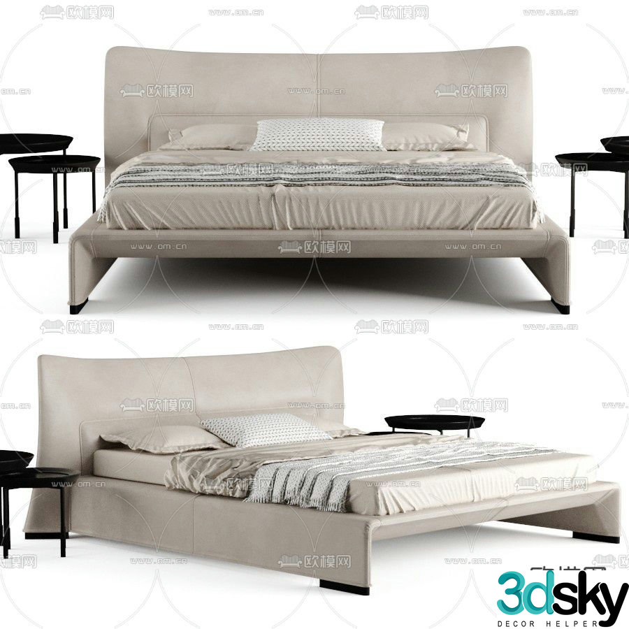 Molteni modern gray double bed 3d model