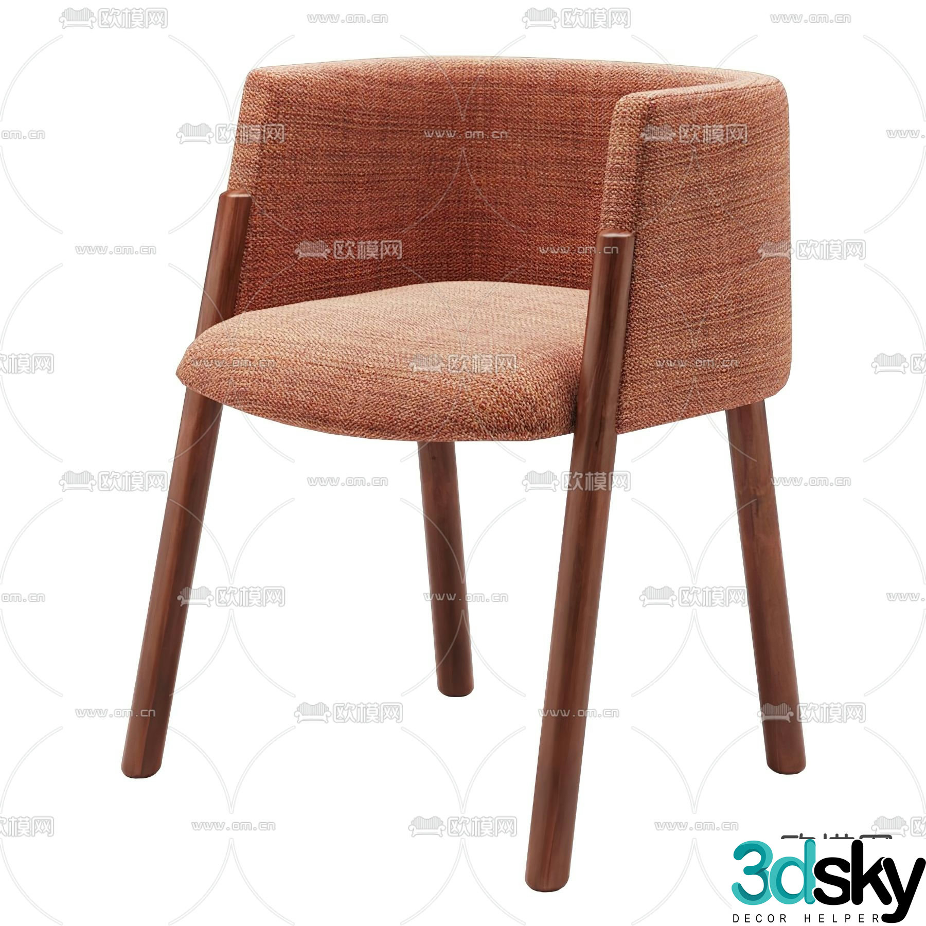 Cassina modern coral orange chair 3d model