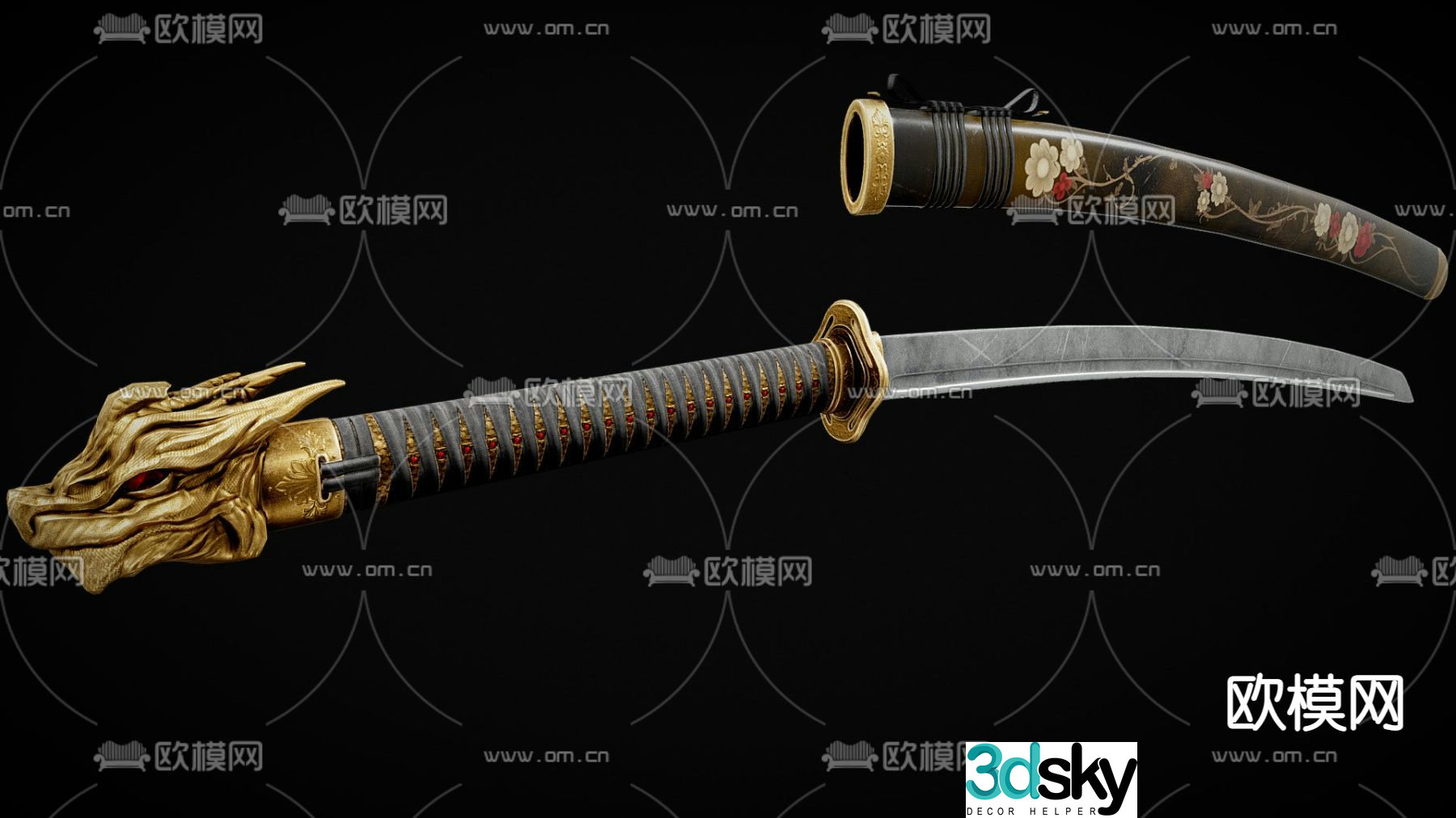 Japanese style katana 3d model