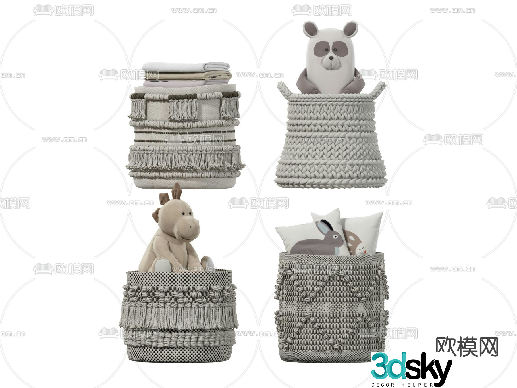 Modern children’s toy doll storage basket 3D model