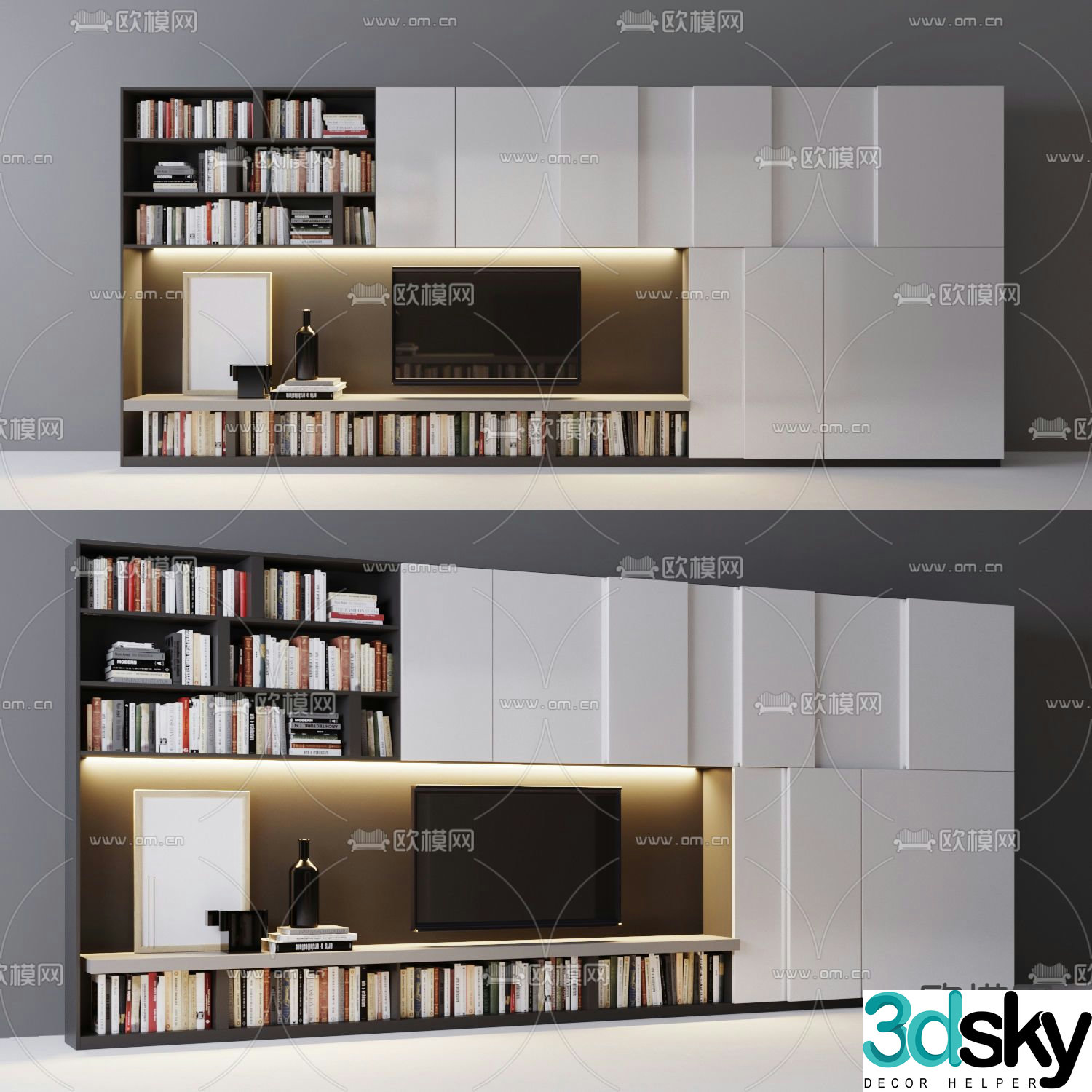 Poliform modern tv background wall 3d model