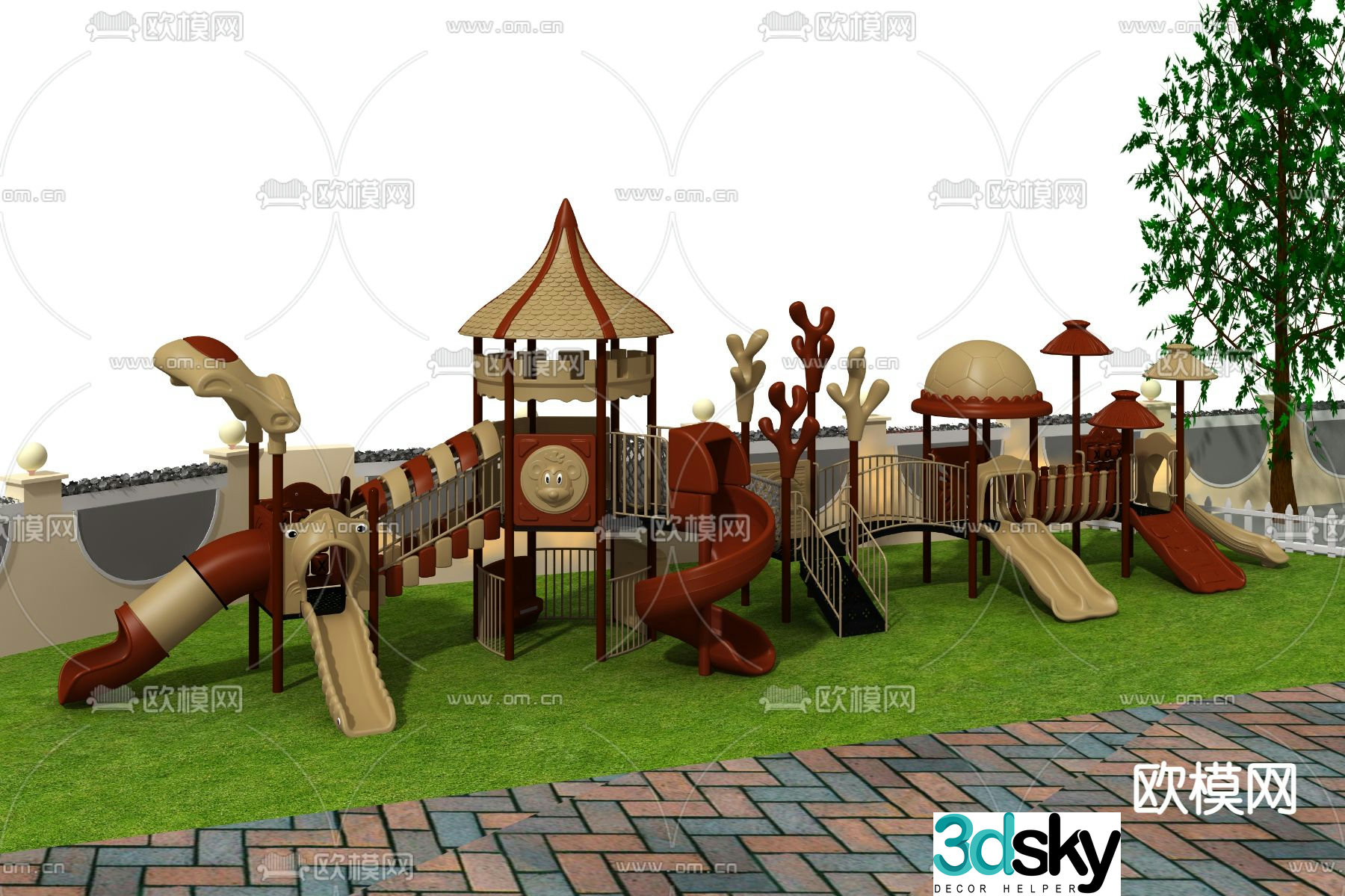 Modern outdoor children's slide 3d model