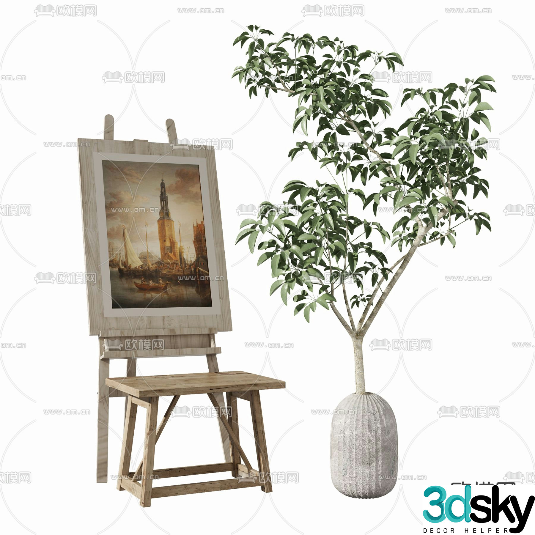 Modern easel drawing board 3d model