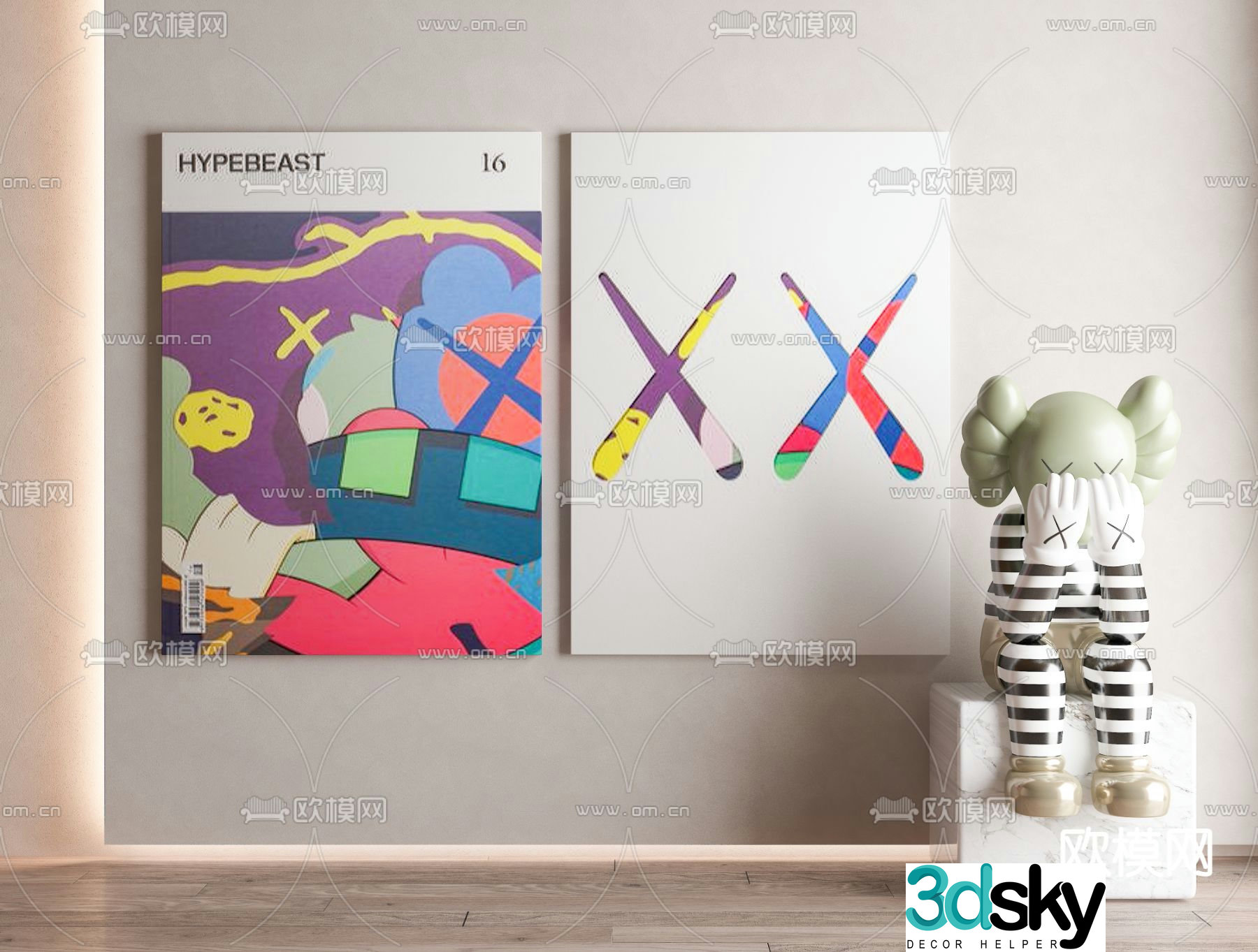 Modern KAWS decorative painting 3d model