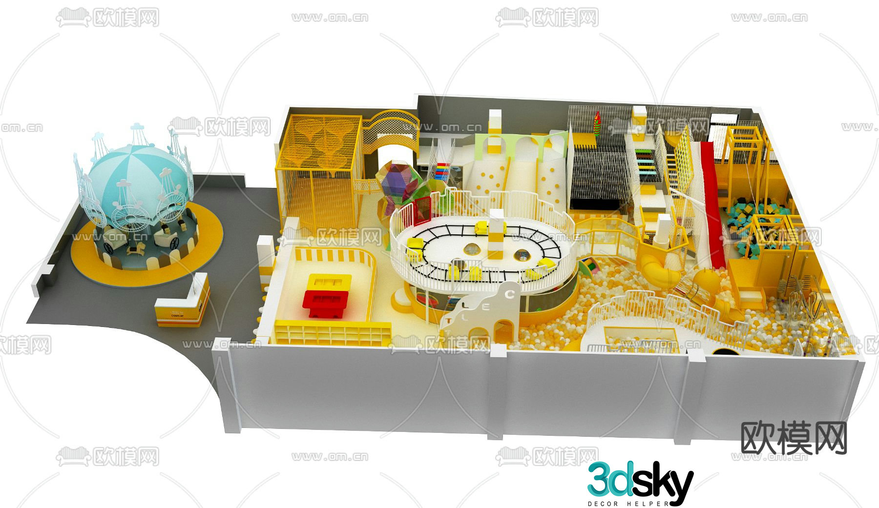 Modern children's amusement park play equipment 3d model