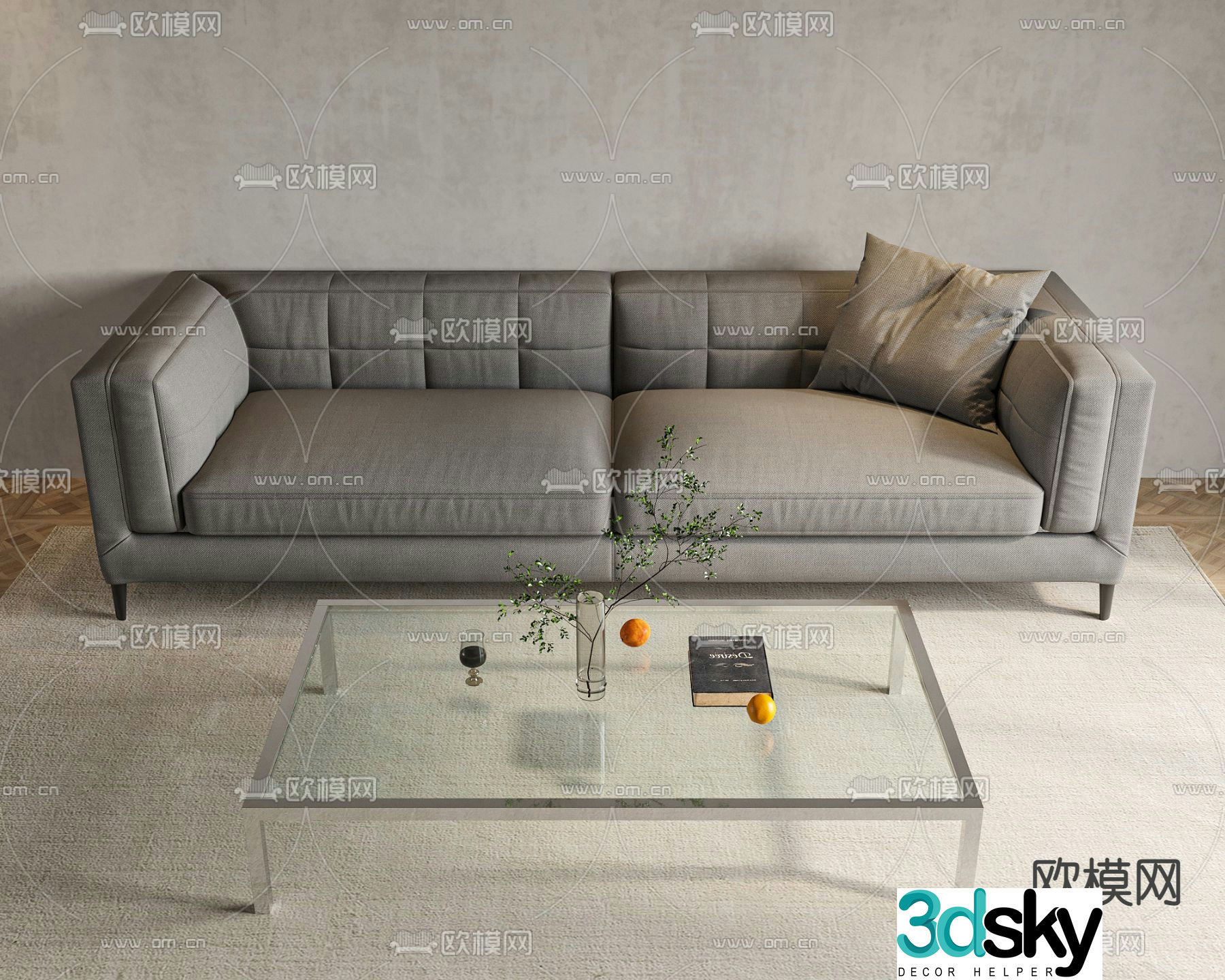 Minotti modern gray love seat 3d model