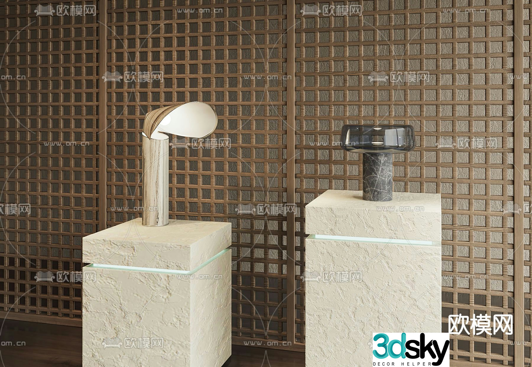 Cassina modern glass table lamp 3d model